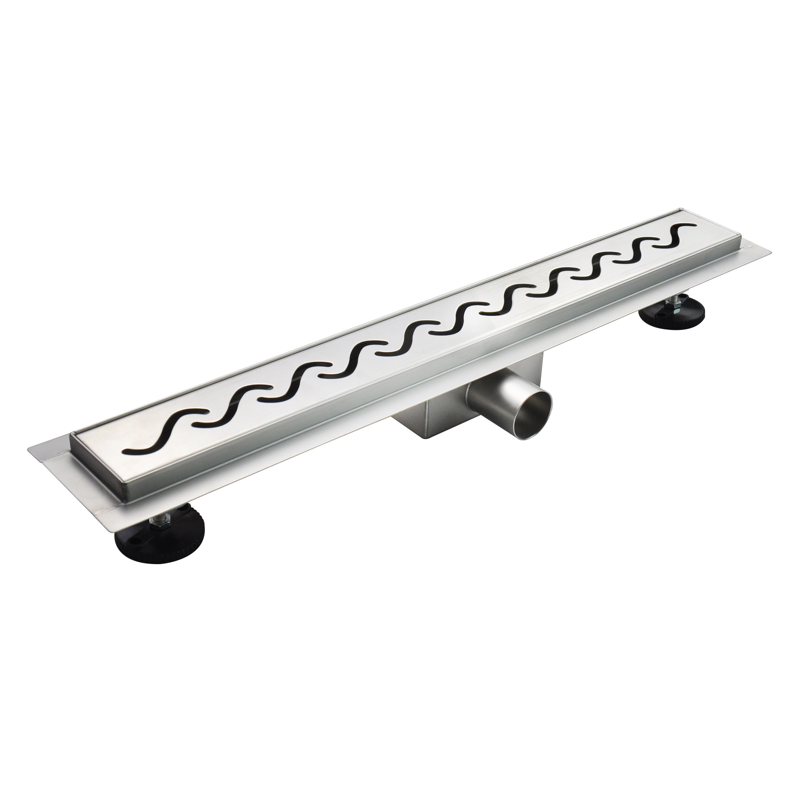 Duschrinne R6 aus Edelstahl für flache Installation mit Wellenmuster Duschrinne R6 aus Edelstahl für flache Installation mit Wellenmuster