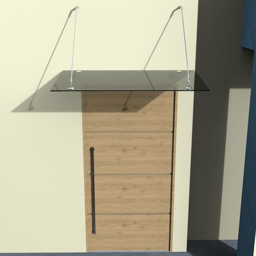 Glasvordach Edelstahl Türvordach Glas Halterung Haustür Getönt VSG 160x90cm 2 Halterungen