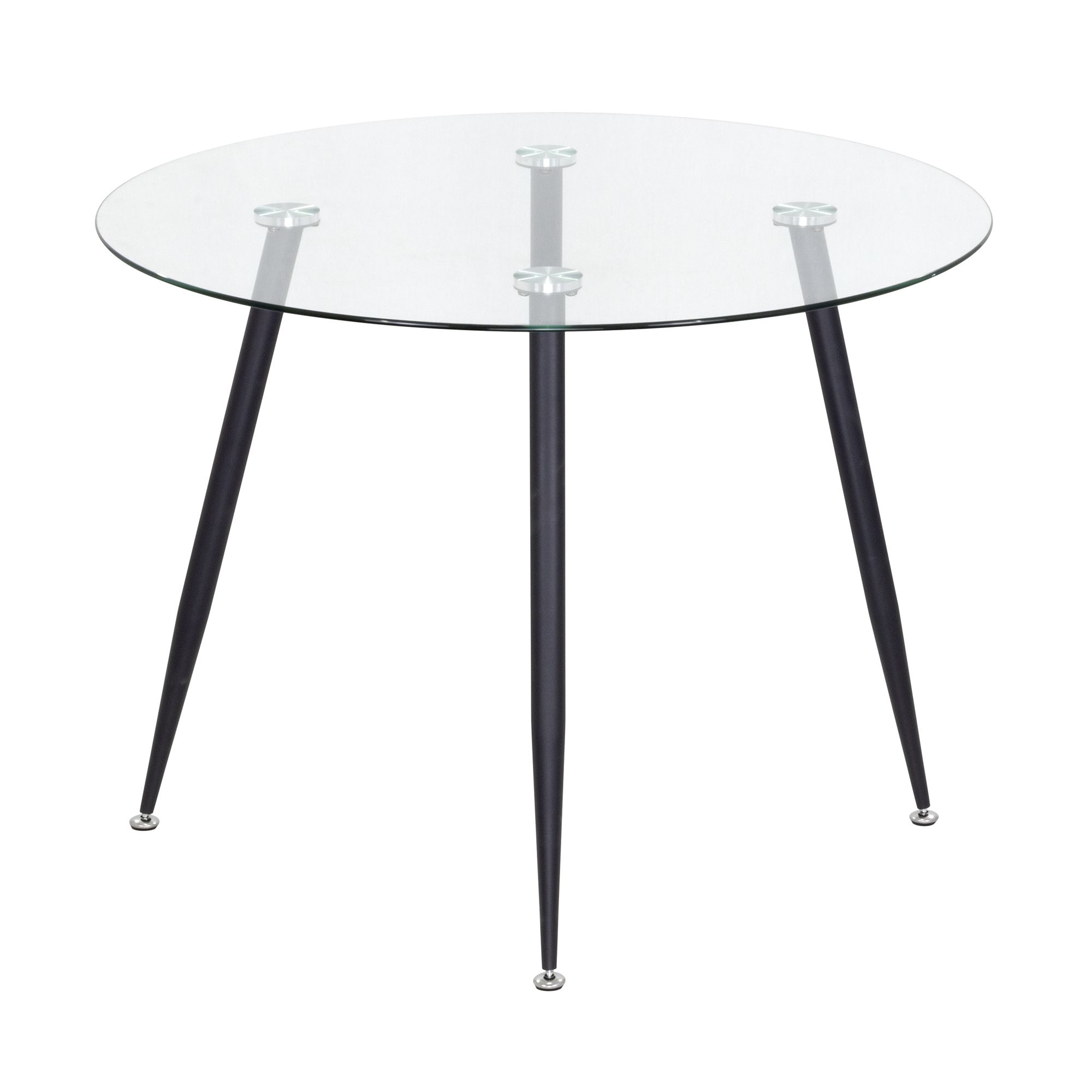 Esszimmer-Tisch CORIN | Tischplatte: Transparentes Glas | Beine: Schwarz Esszimmer-Tisch CORIN | Tischplatte: Glas in weißer Marmor Optik | Beine: Weiß 80 cm