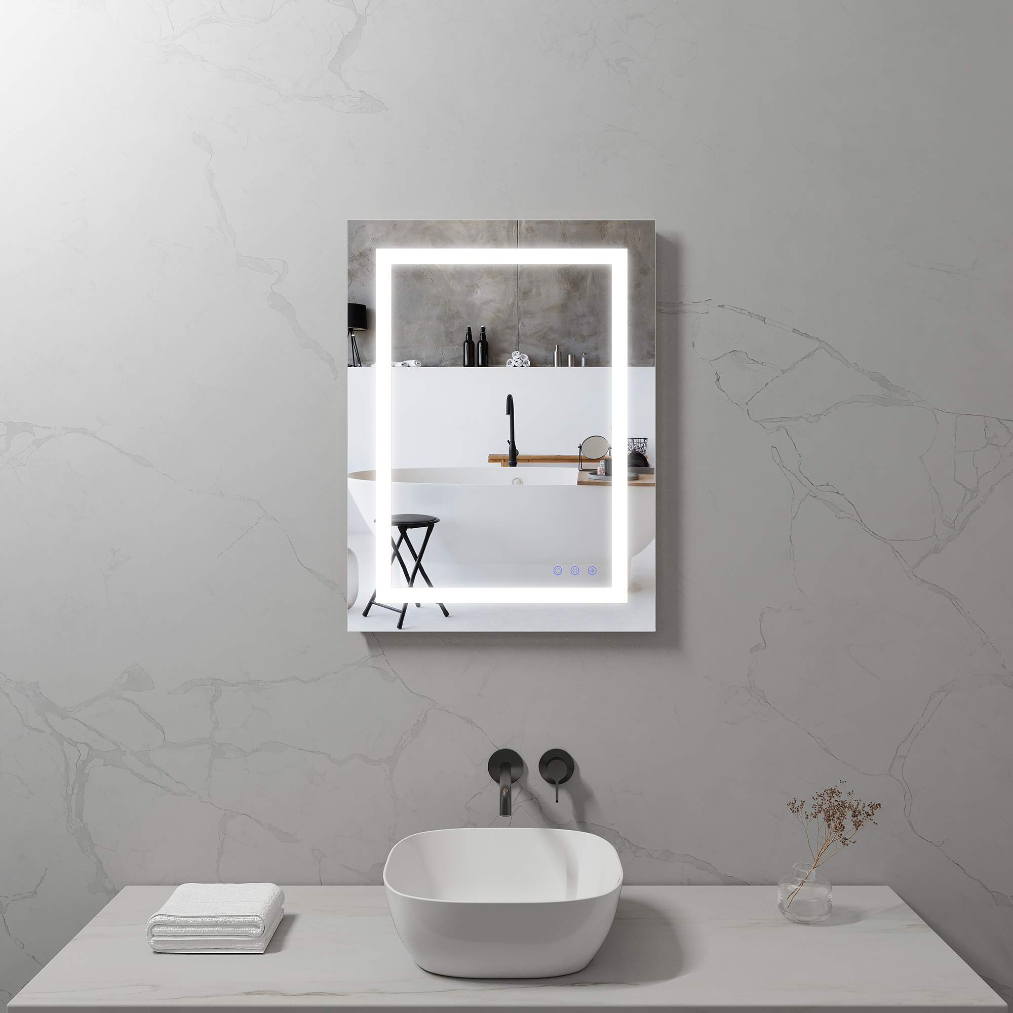 LED Badezimmer Spiegel Oblong mit dimmbarer Beleuchtung, Antibeschlag-Funktion und Farbwechsel