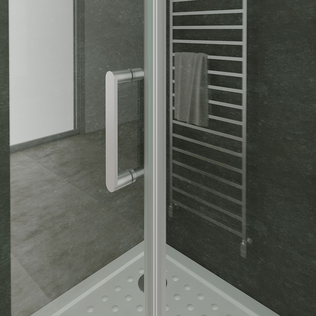 Fronteinstieg Hellen mit Klapptür aus ESG Sicherheitsglas