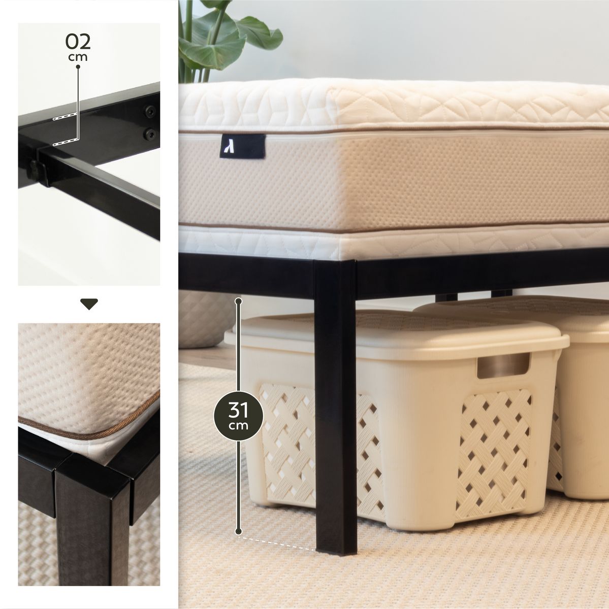 Gästebett Metallbett Bettgestell Sappho Black mit Stauraum Gästebett Metallbett Bettgestell Sappho Black mit Stauraum