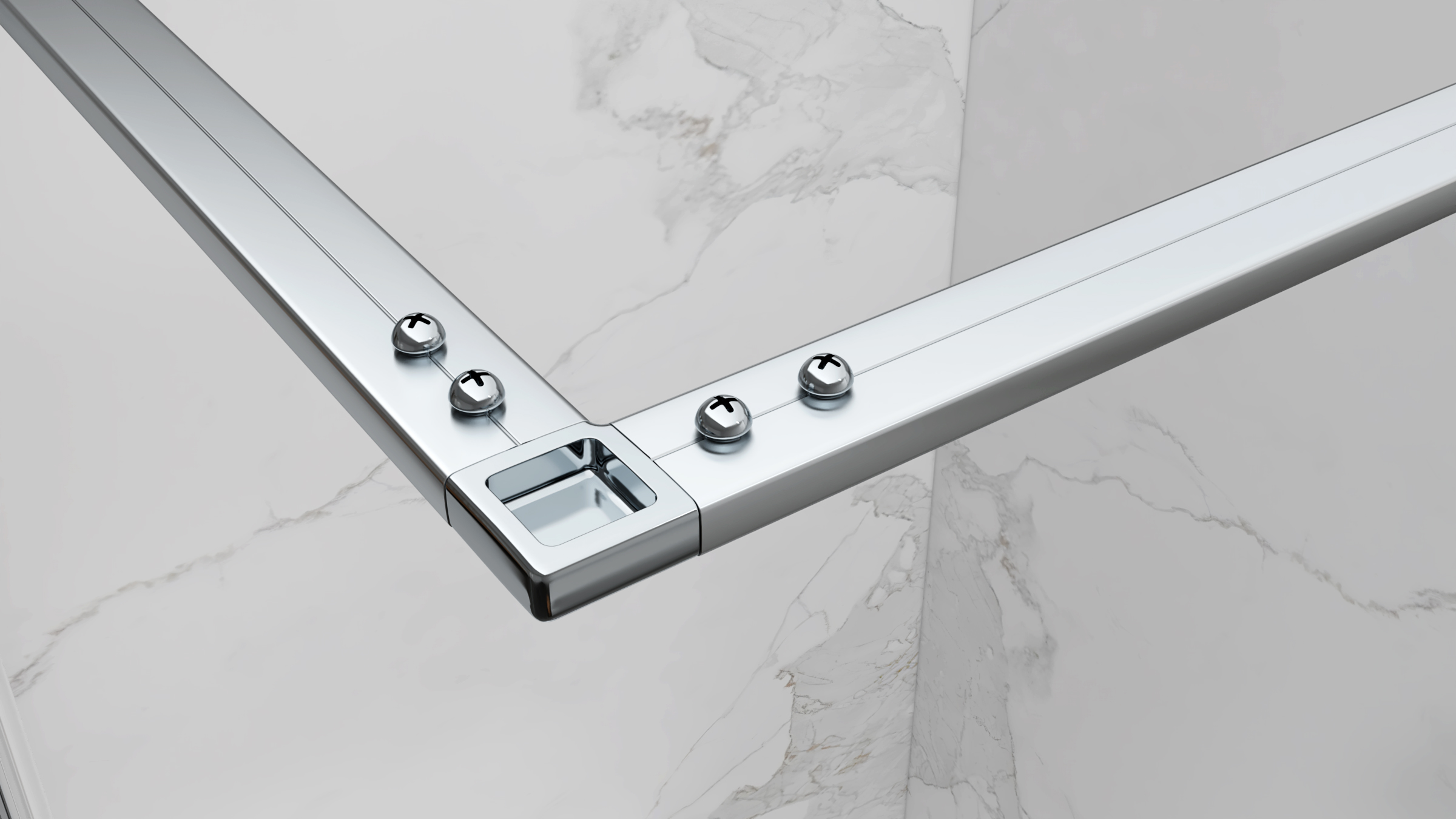 Eckeinstieg Jayla mit Drehtüren und verchromten Profilen aus ESG Sicherheitsglas 190 cm-90x90 cm