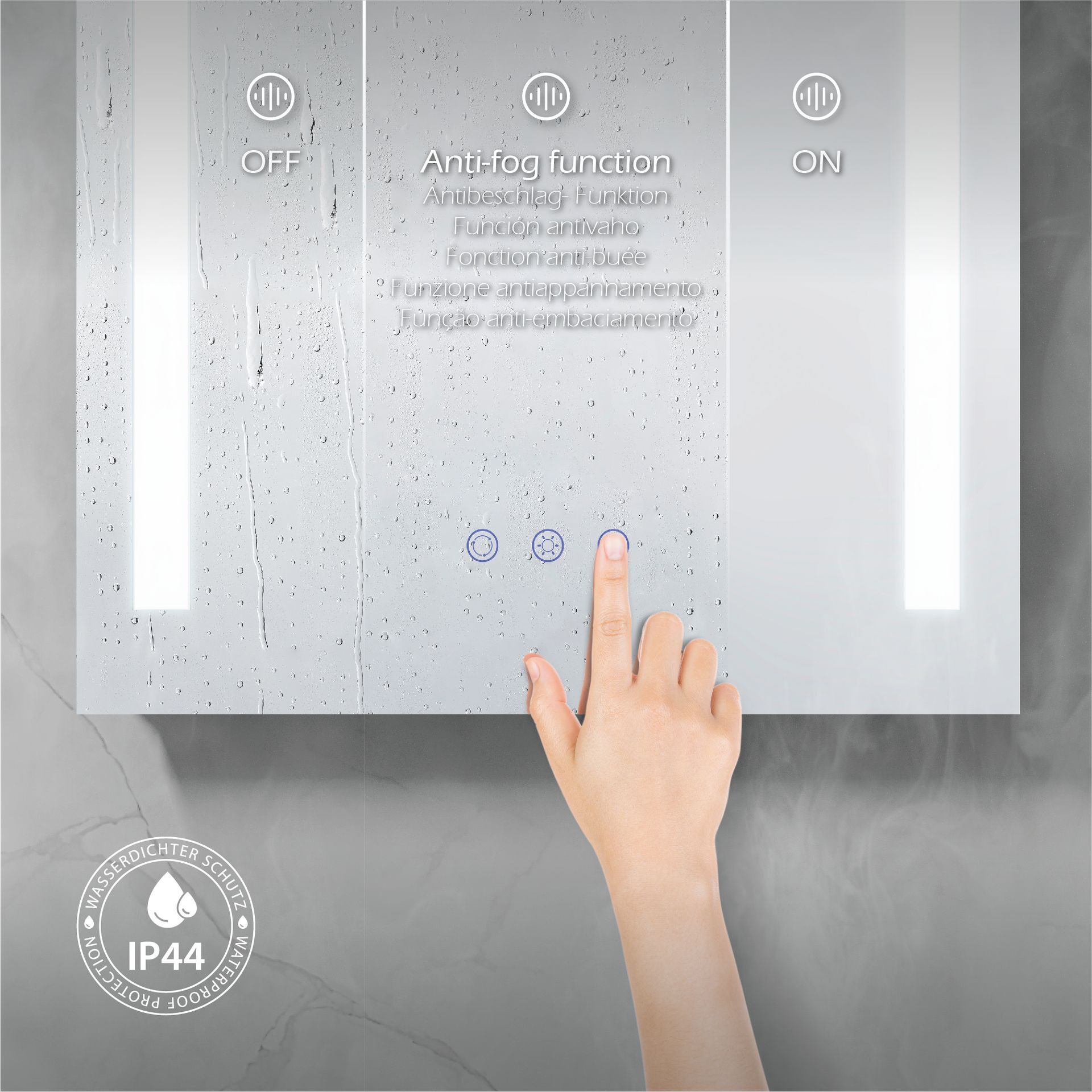 LED Badezimmer Spiegel Beam mit 2 dimmbaren Lichtstreifen, Antibeschlag-Funktion und Farbwechsel