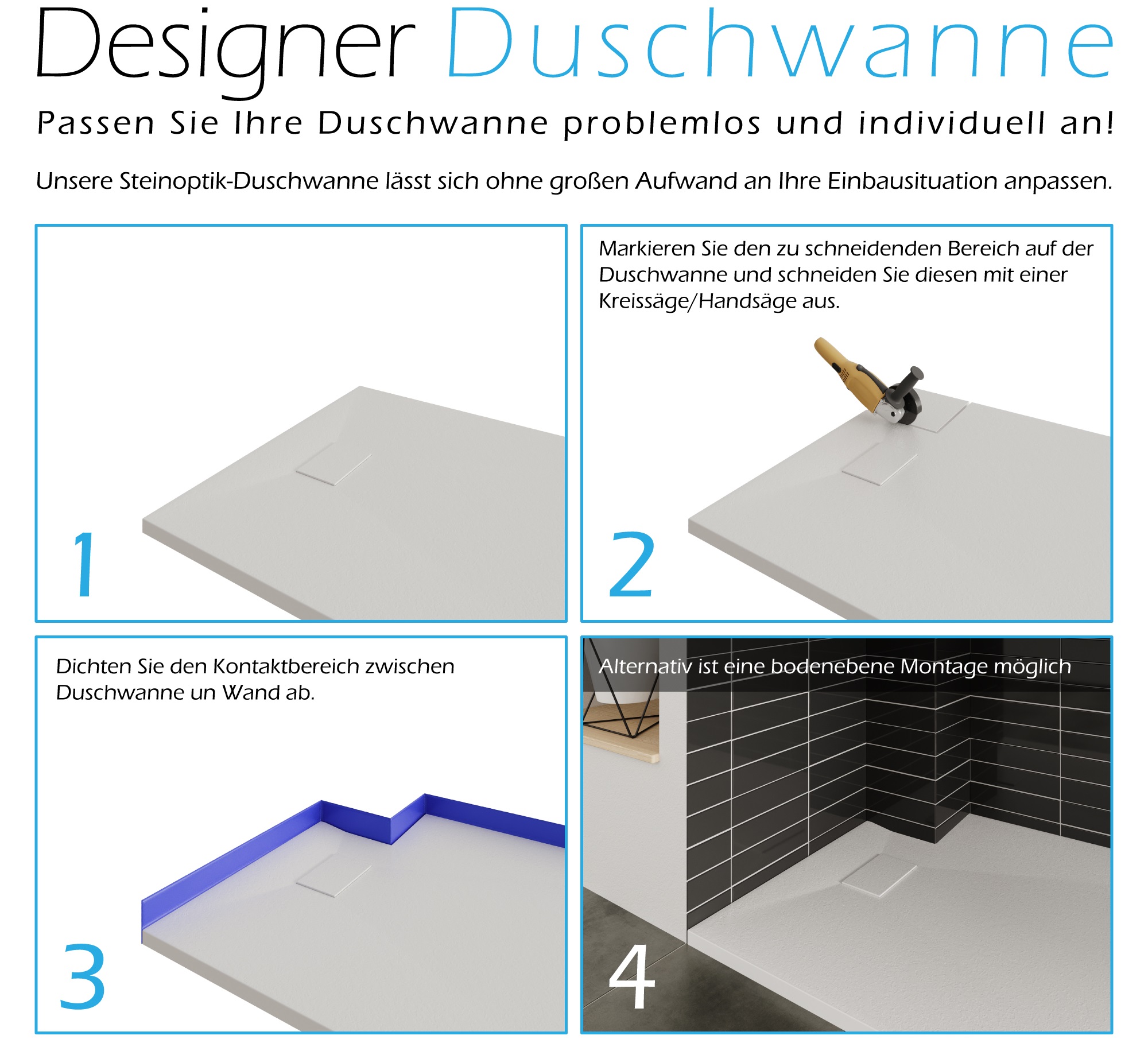 SMC Duschwanne Boreal in Stein-Optik inkl. Ablaufgarnitur - Weiß SMC Duschwanne Boreal in Stein-Optik inkl. Ablaufgarnitur - Weiß 70x160 cm