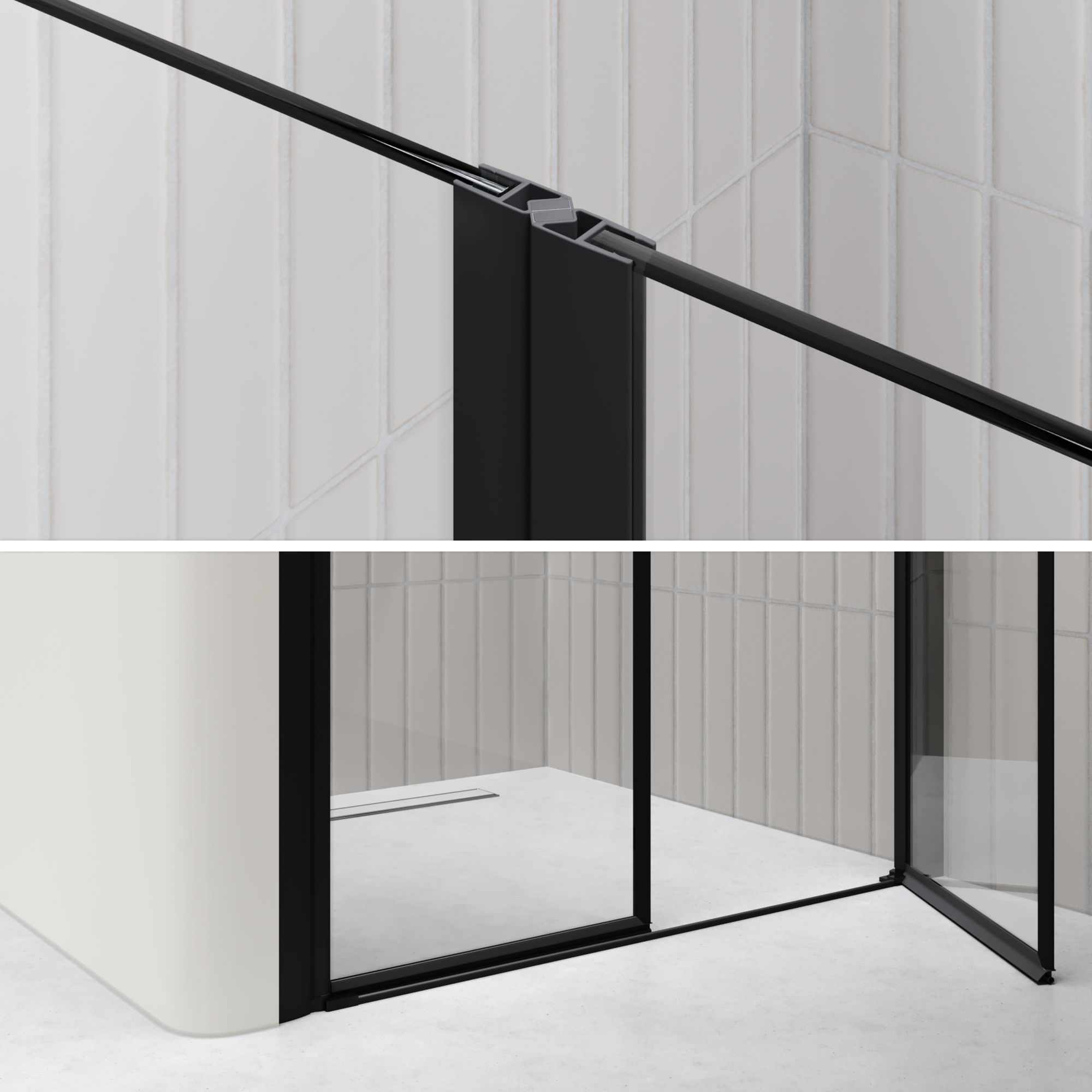 Duschtür Lima BLACK mit Pendeltüren 68-140 cm aus ESG Sicherheitsglas