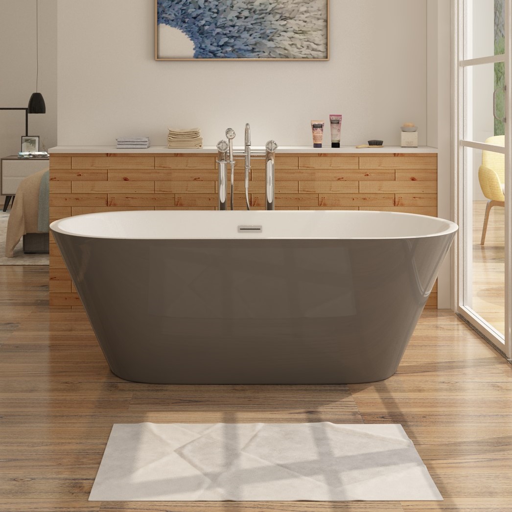 Freistehende Badewanne aus Sanitäracryl Lugano Grau-Weiß Badewanne aus Sanitäracryl Lugano Grau-Weiß - 170x80 cm
