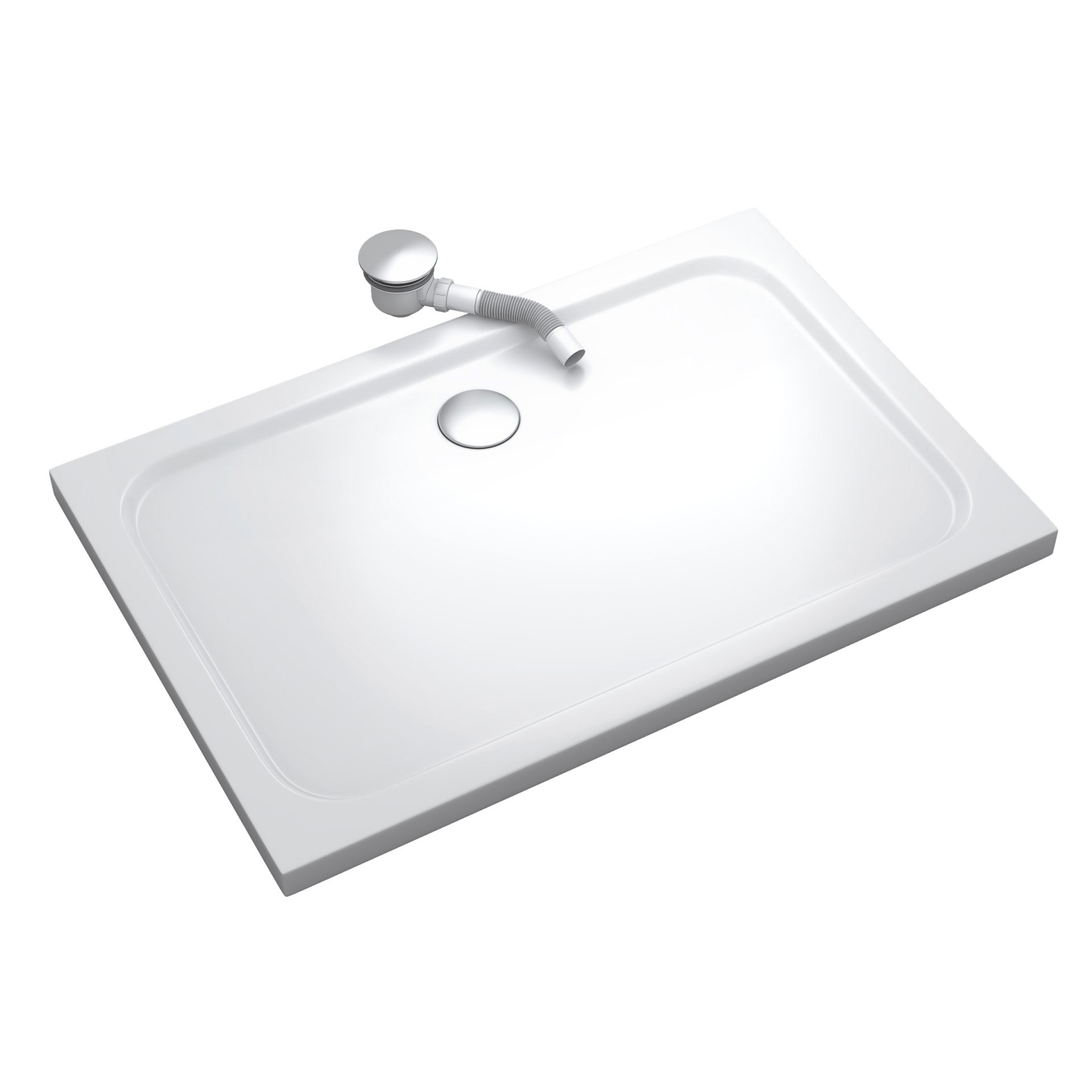 Duschwanne Shimmer in Weiß aus Sanitäracryl inkl. Ablaufgarnitur - 90x140 cm