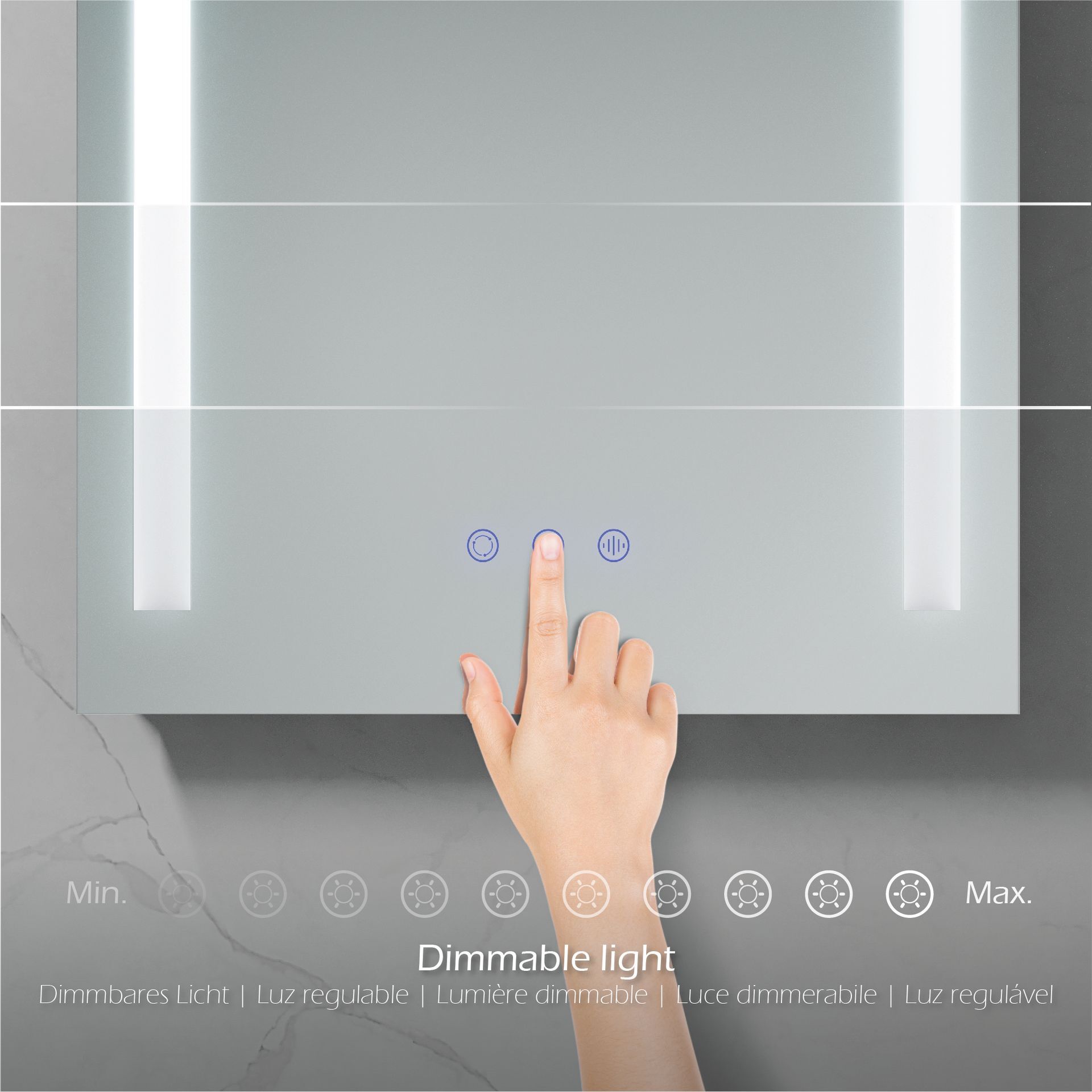 LED Badezimmer Spiegel Beam mit 2 dimmbaren Lichtstreifen, Antibeschlag-Funktion und Farbwechsel