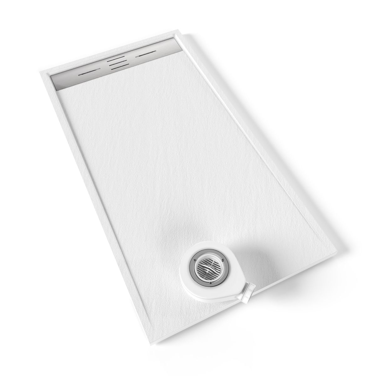 SMC Duschwanne Hiemal in Schieferoptik inkl. Ablaufgarnitur Weiß 90x160 cm