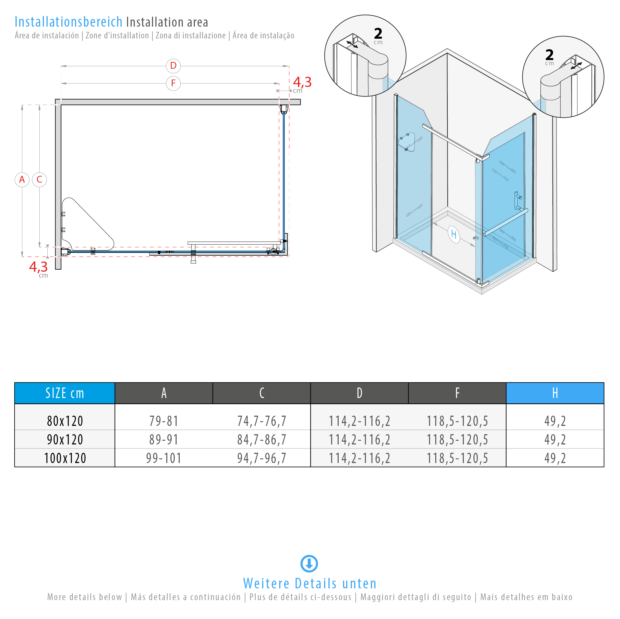 Fronteinstieg Rebecca mit Klapptür aus 8 mm ESG Sicherheitsglas Fronteinstieg Rebecca mit Klapptür aus 8 mm ESG Sicherheitsglas