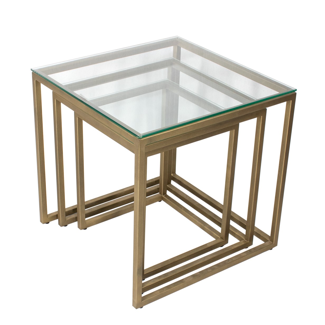 Couchtisch MINGUS Beistelltisch aus Glas/Metall 3er Set Couchtisch MINGUS Beistelltisch aus Glas/Metall 3er Set