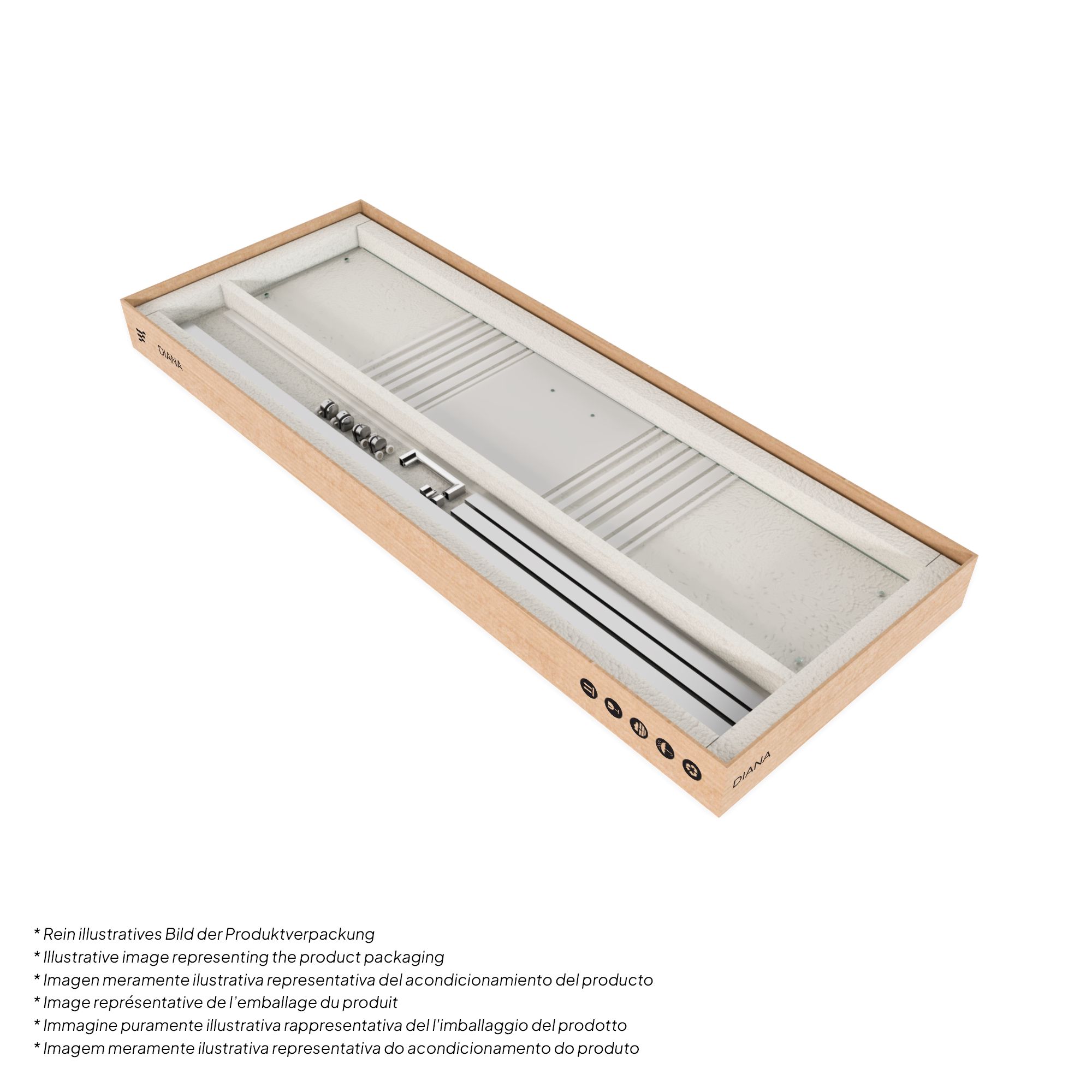 Eckeinstieg Diana mit Schiebetüren aus teilsatiniertem ESG Sicherheitsglas