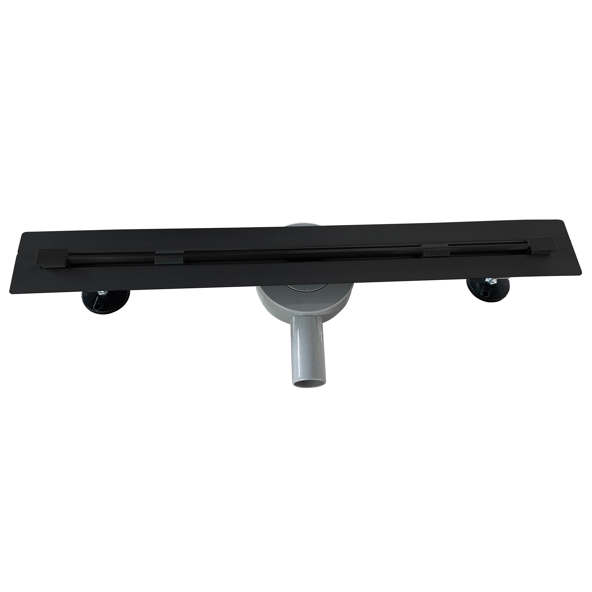 Duschrinne aus Edelstahl sehr flach - Siphon 360 Grad beweglich - Linear Schwarz B13 90 cm