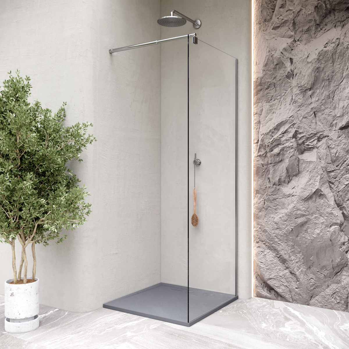 SMC Duschwanne Hiemal in Schieferoptik inkl. Ablaufgarnitur Grau SMC Duschwanne Hiemal in Schieferoptik inkl. Ablaufgarnitur Grau 90x100 cm