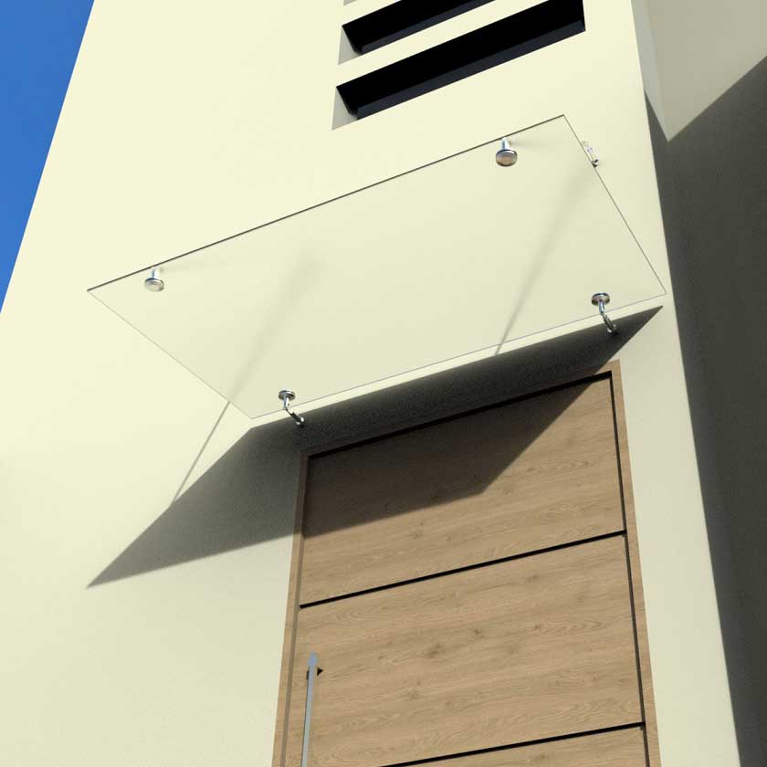 Glasvordach Edelstahl Türvordach Glas Halterung Haustür Satiniert VSG - diverse Größen
