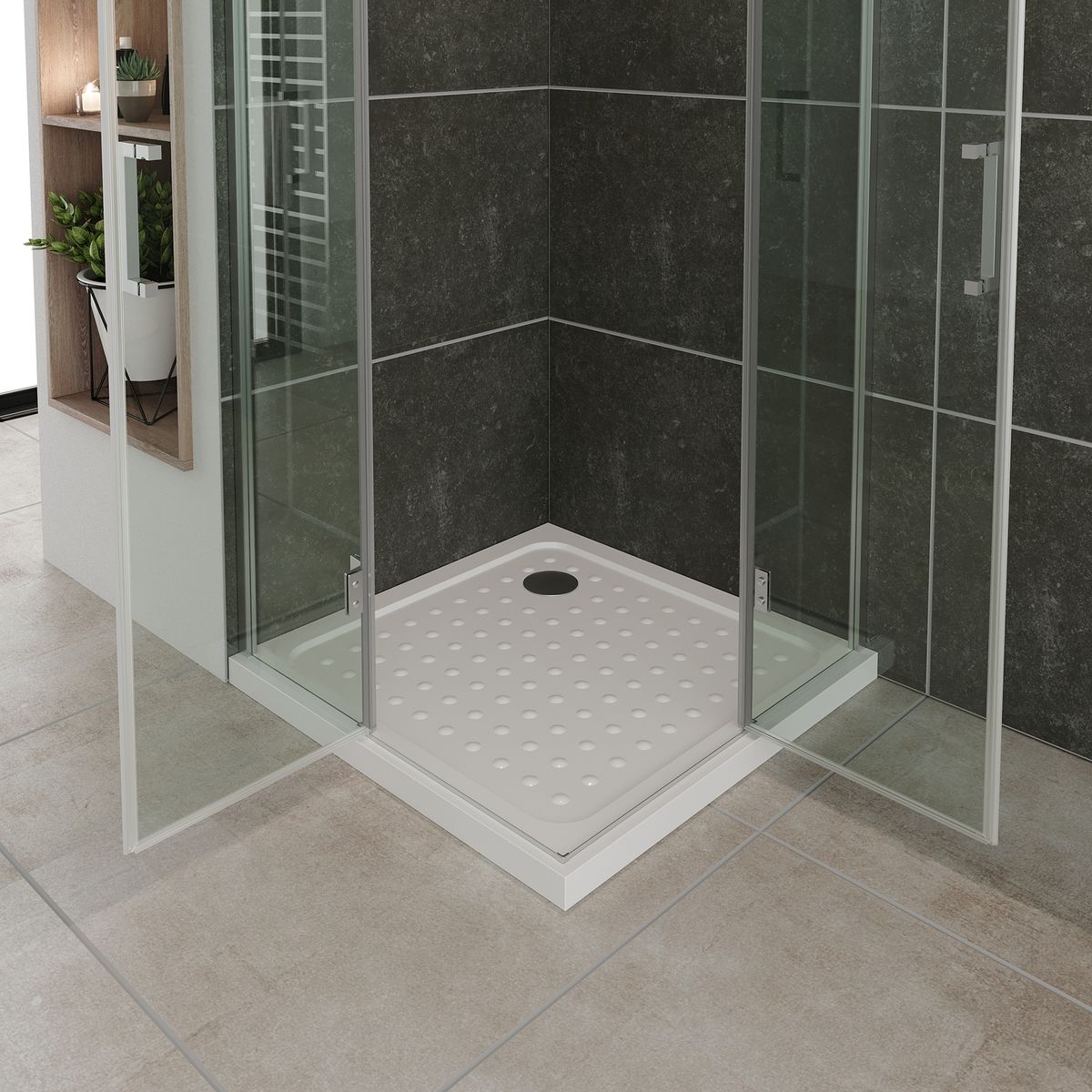 Eckeinstieg Celine mit Klapptüren aus ESG Sicherheitsglas