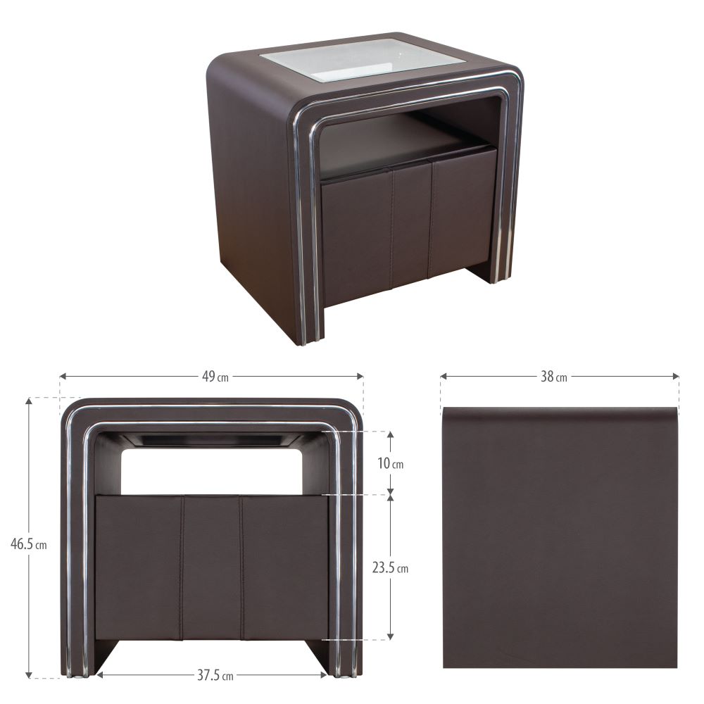 Nachttisch Kommode Nachtkonsole Braun aus hochwertigem Kunstleder - S85