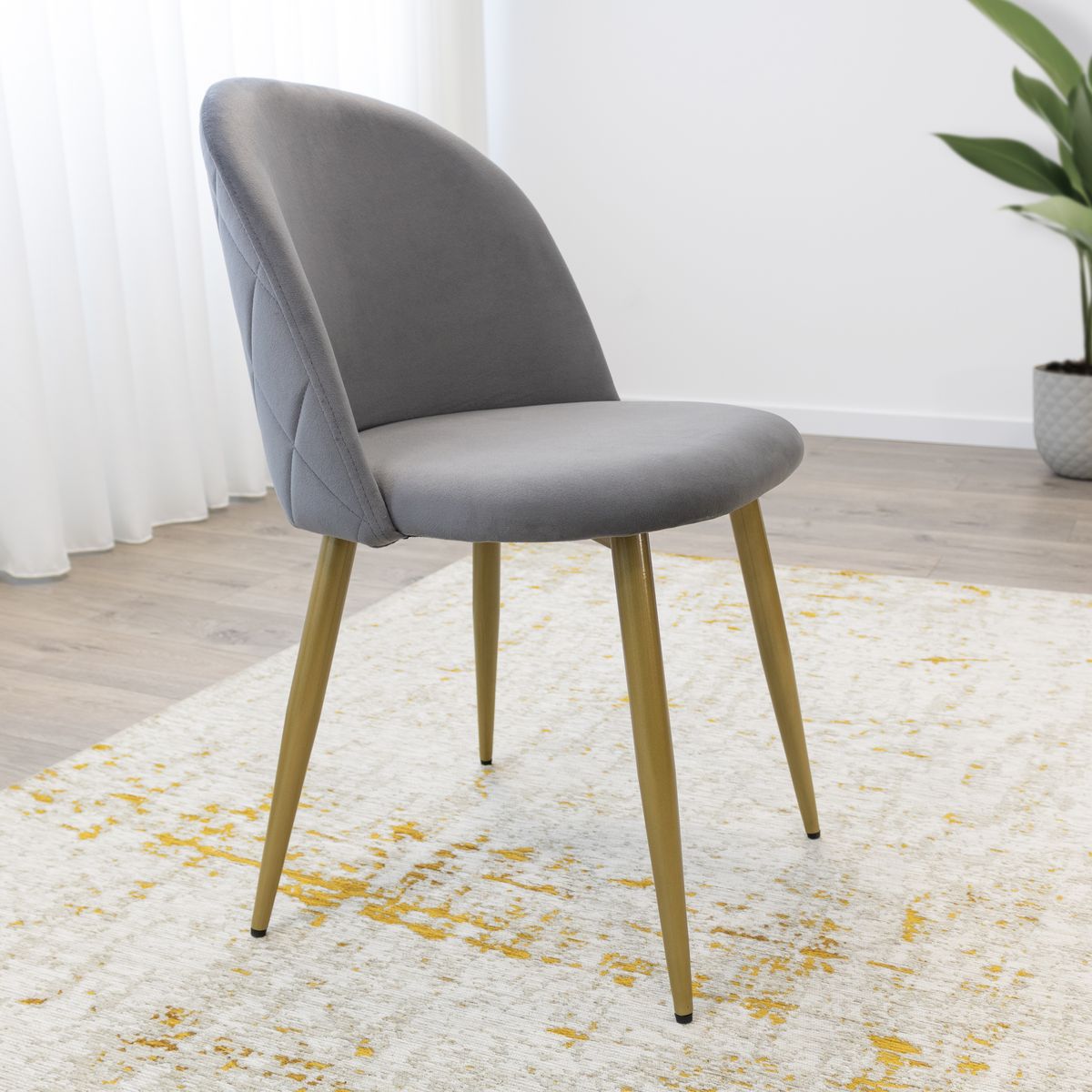 Esszimmerstuhl Wohnzimmerstuhl Bellamy Grau-Holz aus Samt Velour Esszimmerstuhl Wohnzimmerstuhl Bellamy Grau-Holz aus Samt Velour