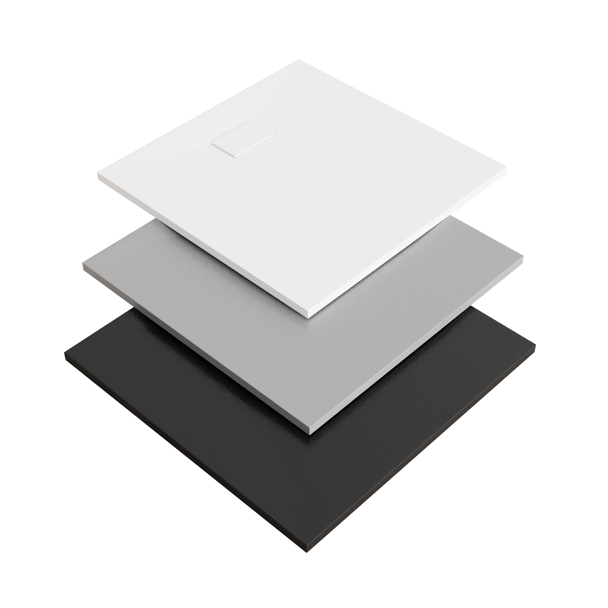 SMC Duschwanne Boreal in Stein-Optik inkl. Ablaufgarnitur - Grau 70x120 cm