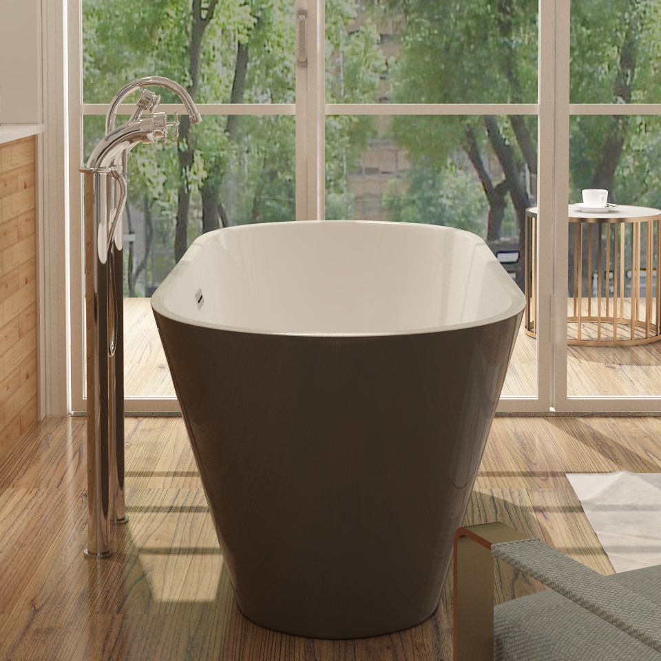 Freistehende Badewanne aus Sanitäracryl Lugano Grau-Weiß Badewanne aus Sanitäracryl Lugano Grau-Weiß - 170x80 cm