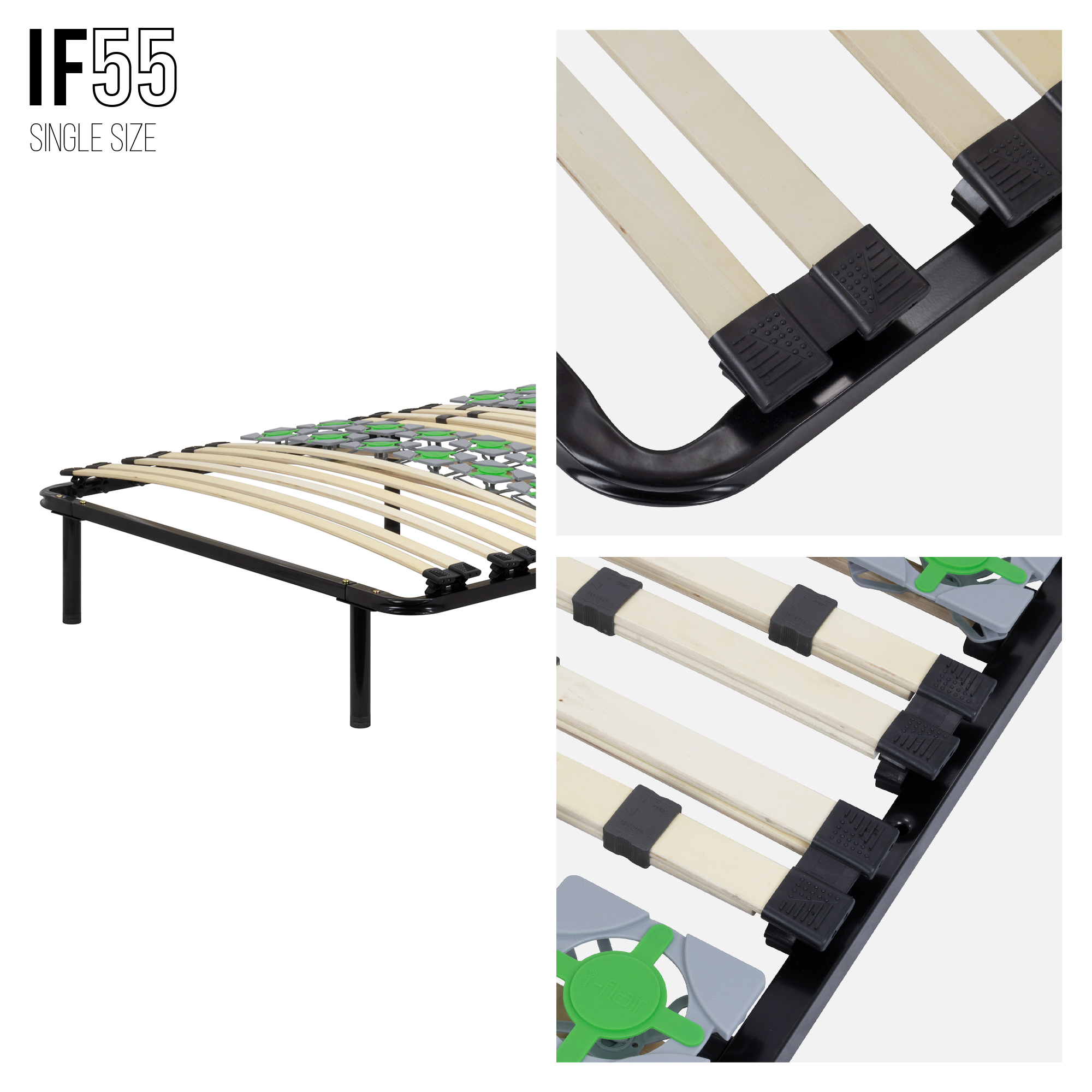 Ergo IF55 Gästebett Tellerlattenrost auf Füssen - für alle Matratzen geeignet IF55 - 70x200 6F
