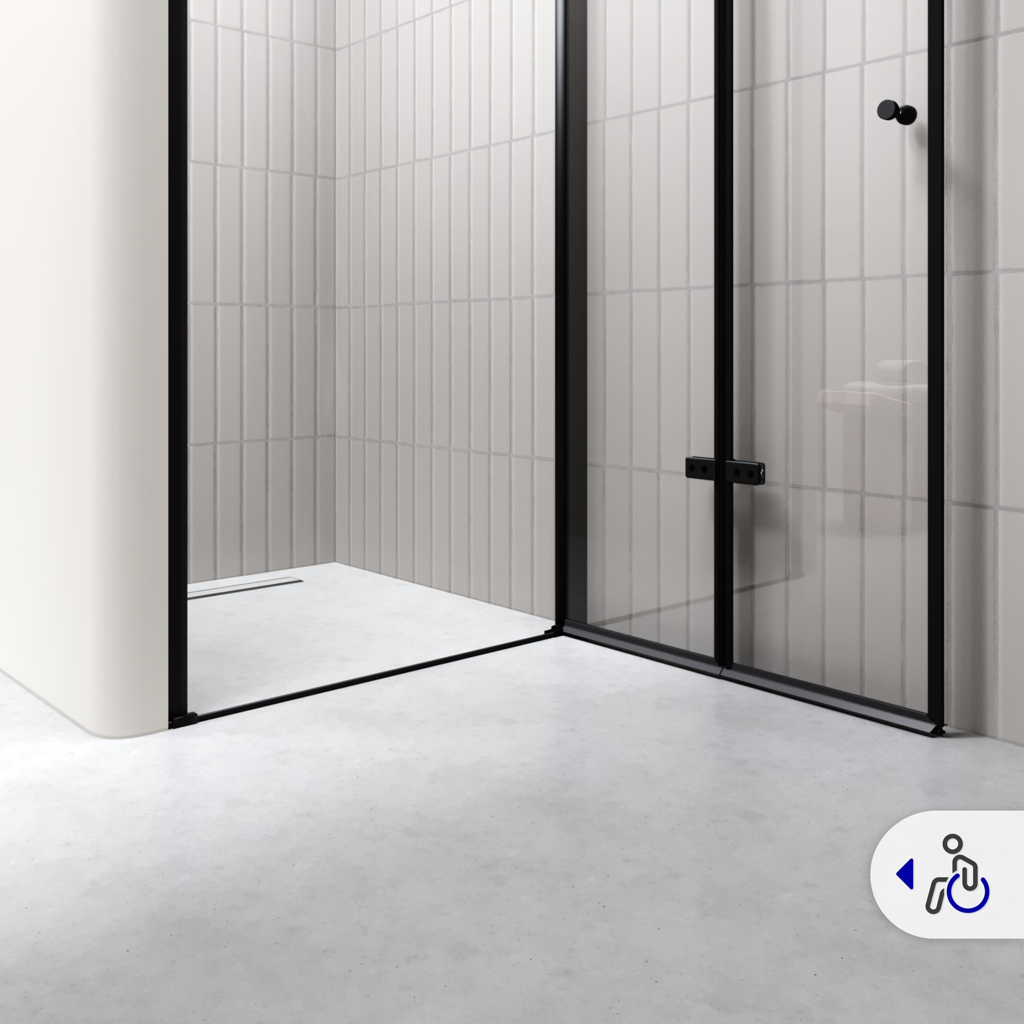 Duschtür Mila mit Falttür aus klarem ESG Sicherheitsglas BLACK EDITION