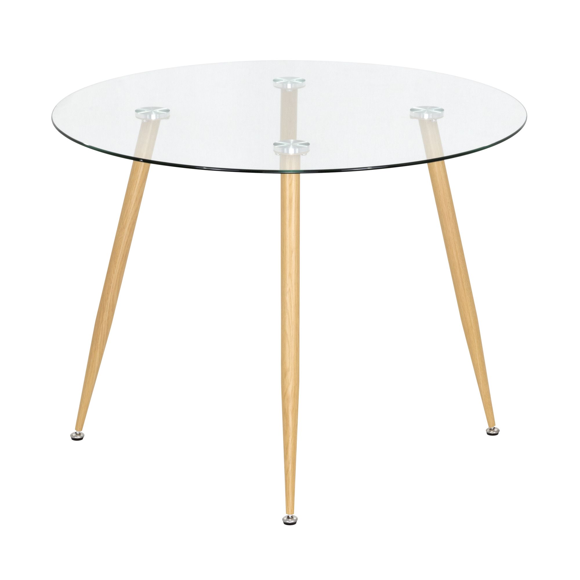 Esszimmer-Tisch CORIN | Tischplatte: Transparentes Glas | Beine: Holz 80 cm