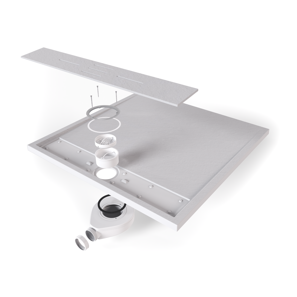 SMC Duschwanne Hiemal in Schieferoptik inkl. Ablaufgarnitur Weiß SMC Duschwanne Hiemal in Schieferoptik inkl. Ablaufgarnitur Weiß 90x100 cm