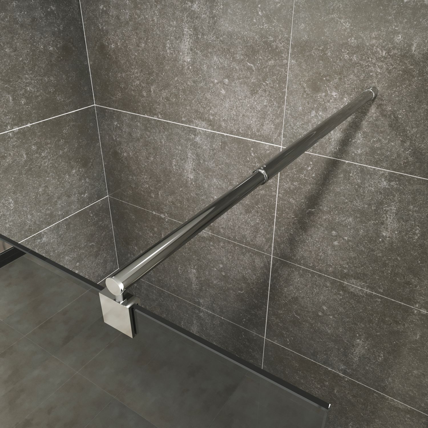 Walk In Dusche Fiona aus 10 mm getöntem Sicherheitsglas und Edelstahl