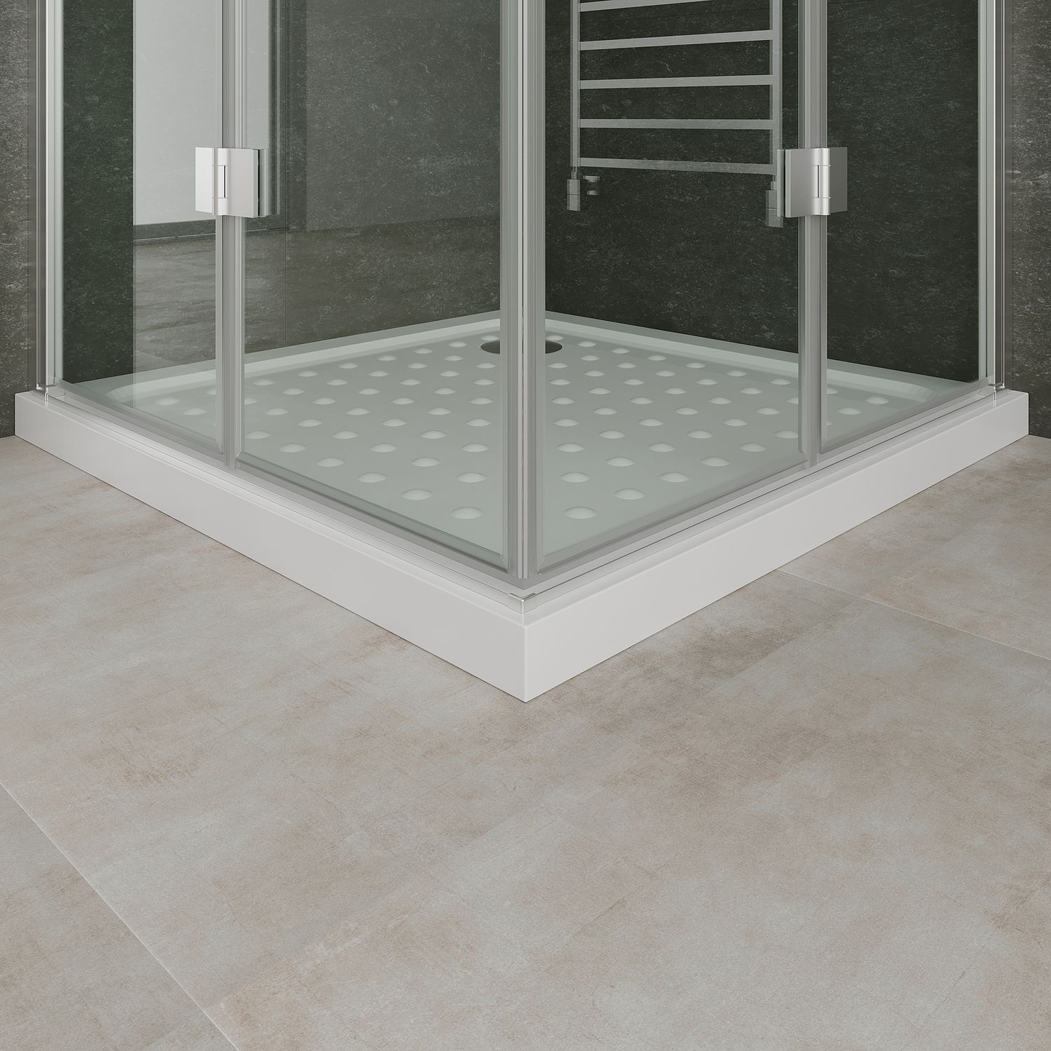 Eckeinstieg Belle mit Falttüren aus 6mm ESG Sicherheitsglas Eckeinstieg Belle mit Falttüren aus 6mm ESG Sicherheitsglas