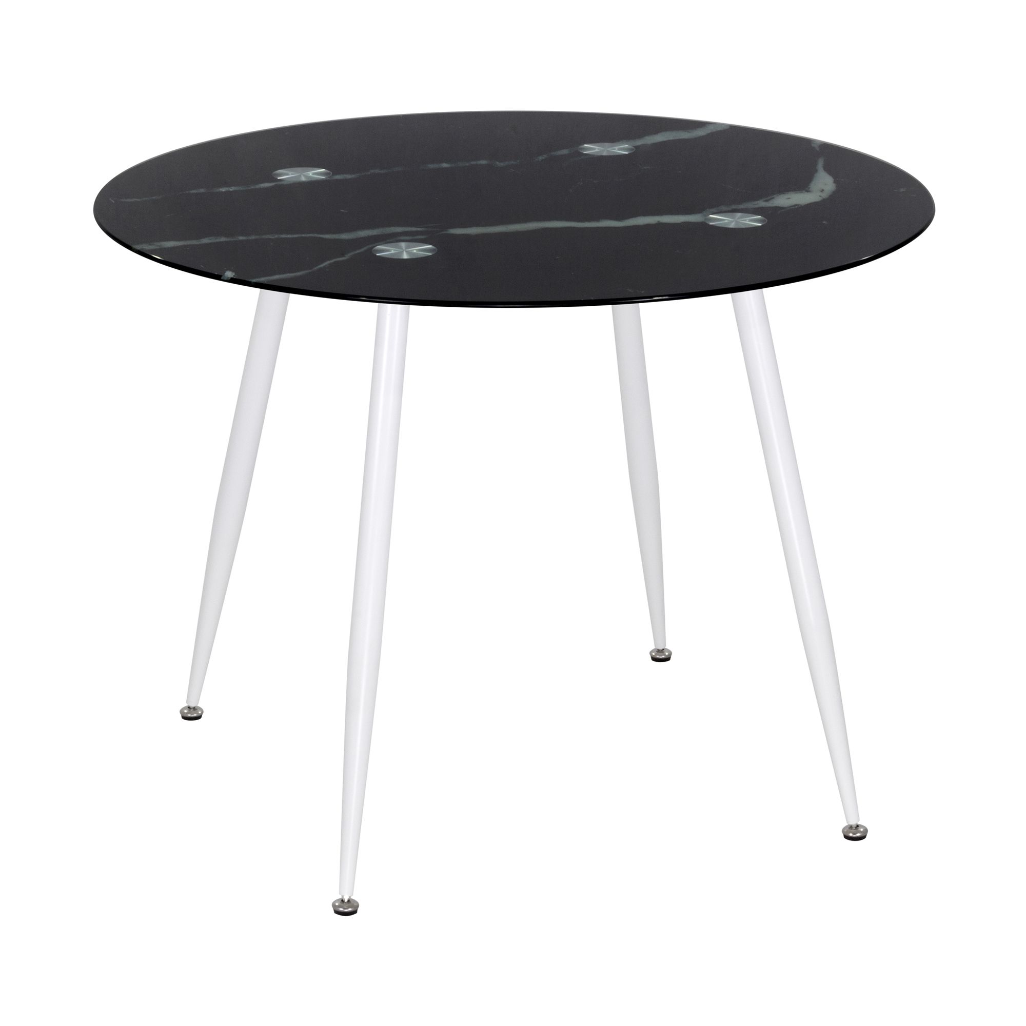 Esszimmer-Tisch CORIN | Tischplatte: Glas in schwarzer Marmor Optik | Beine: Weiß Esszimmer-Tisch CORIN | Tischplatte: Glas in schwarzer Marmor Optik | Beine: Weiß 80 cm