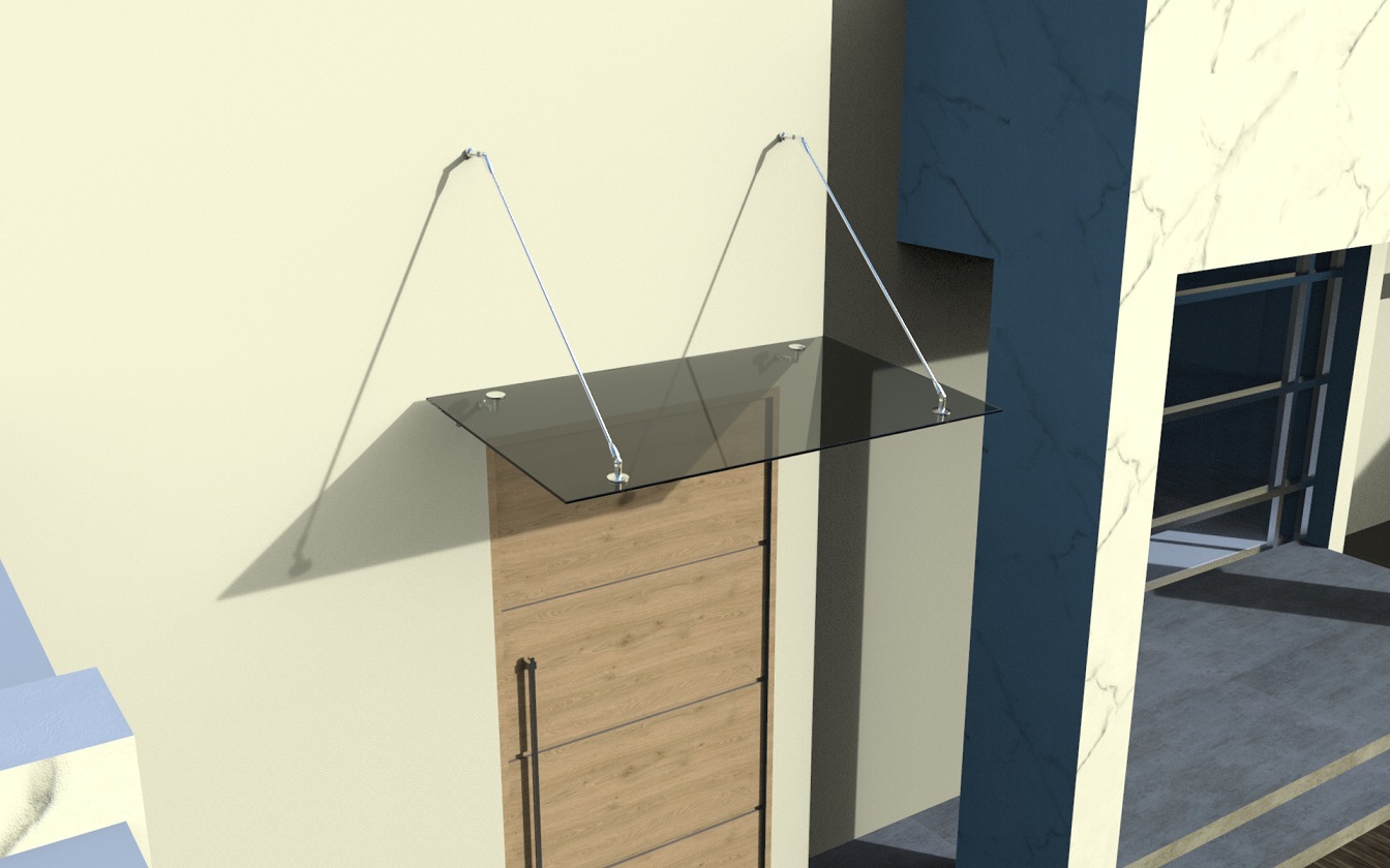 Glasvordach Edelstahl Türvordach Glas Halterung Haustür Getönt VSG 160x90cm 2 Halterungen