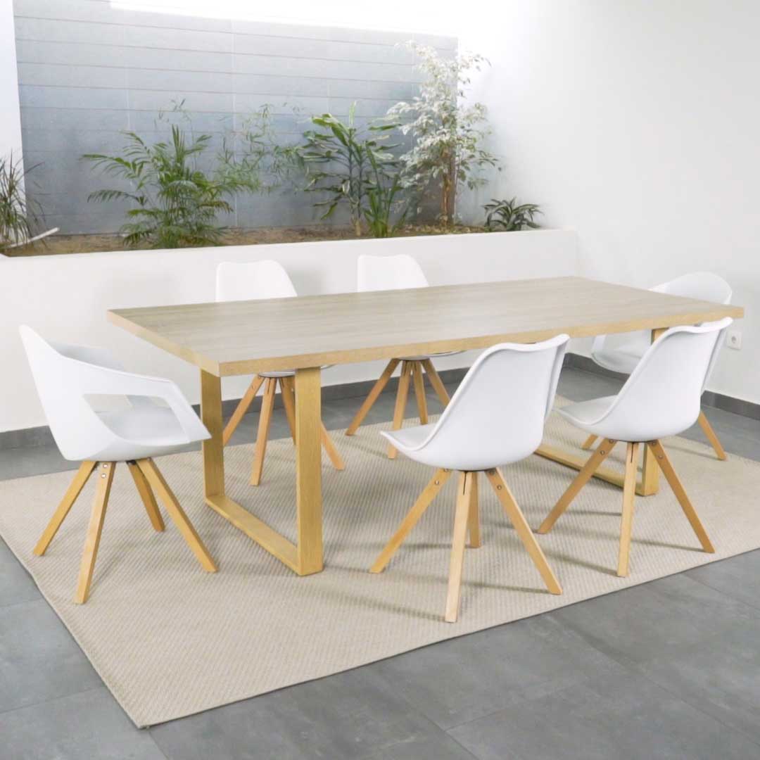 Esszimmertisch MACON Kufentisch Holztisch Esstisch - Eiche + Eiche 140x 80 cm