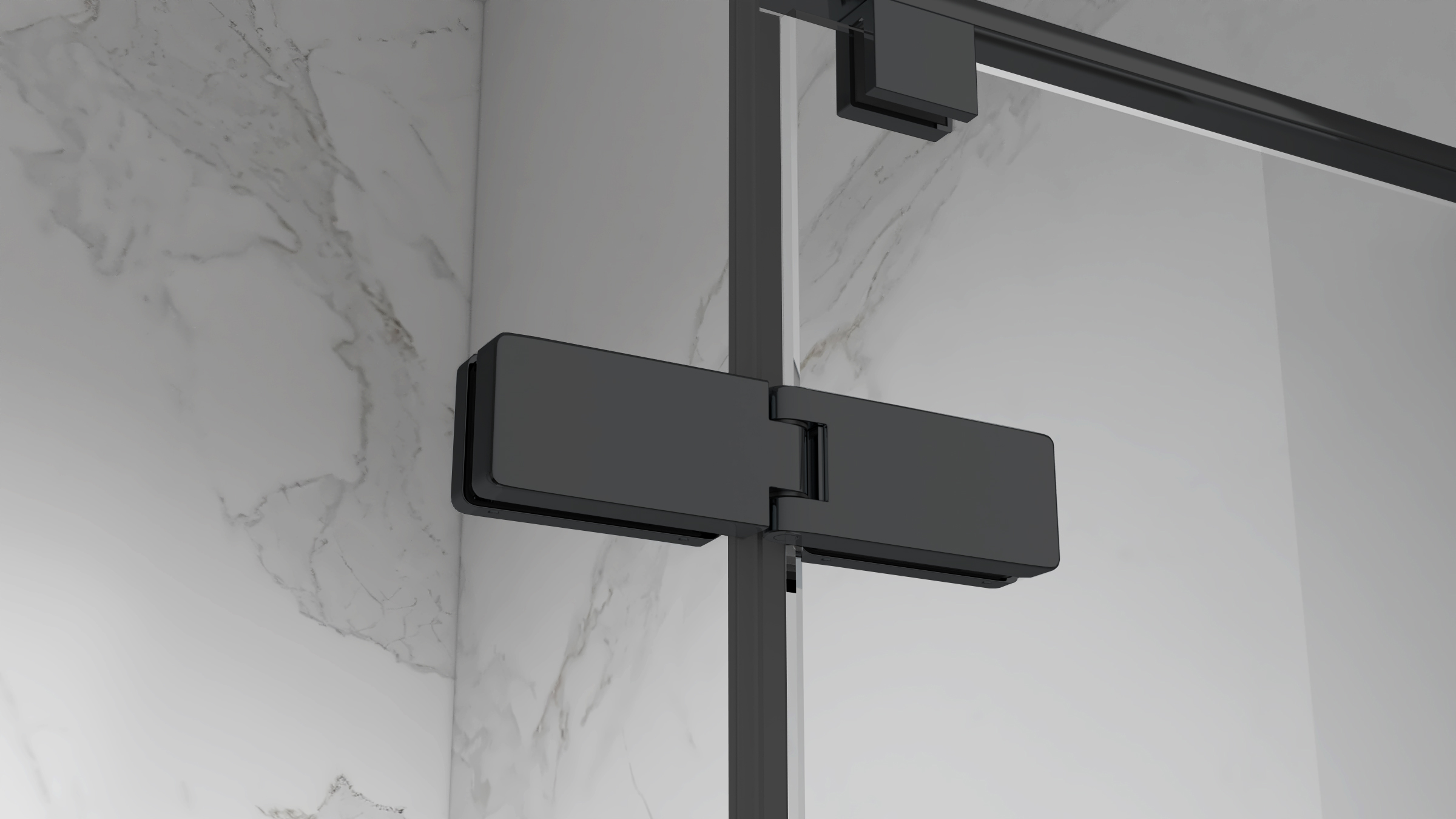 Eckeinstieg Jayla mit Drehtüren und schwarzen Profilen aus ESG Sicherheitsglas 190 cm-90x90 cm