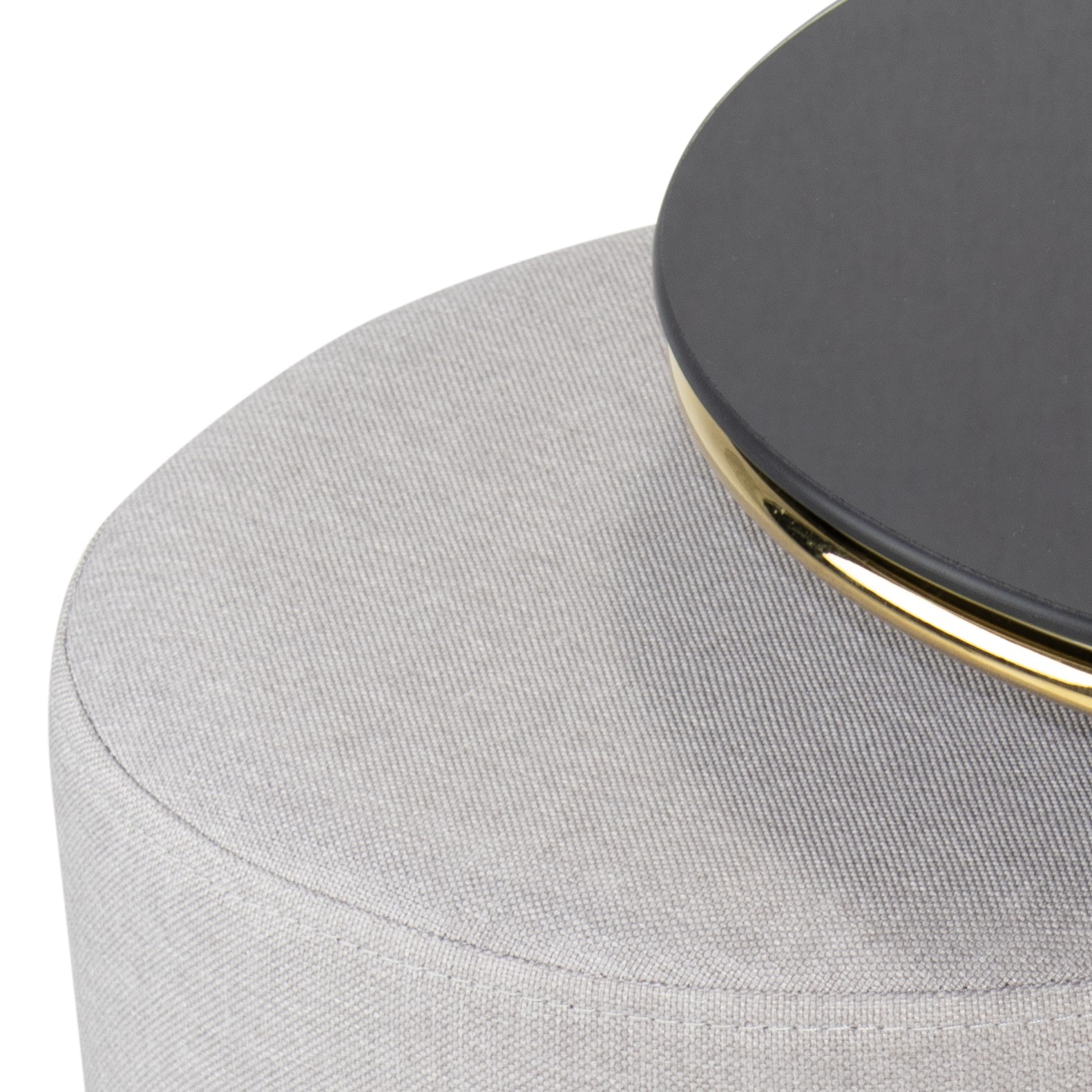 Beistelltisch mit Hocker JASPER runder Couchtisch 40x40 cm Gold-Grau N8