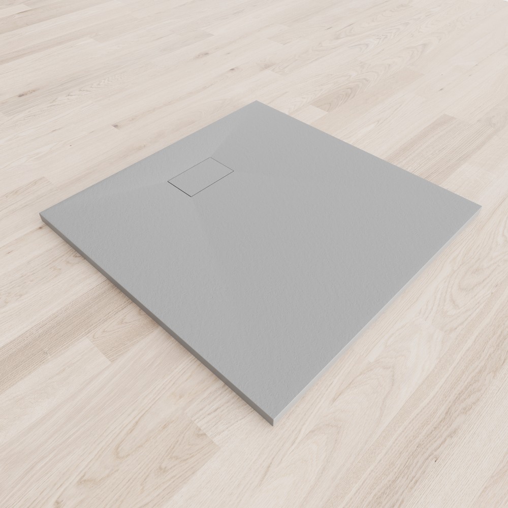 SMC Duschwanne Boreal in Stein-Optik inkl. Ablaufgarnitur - Grau 100x100 cm