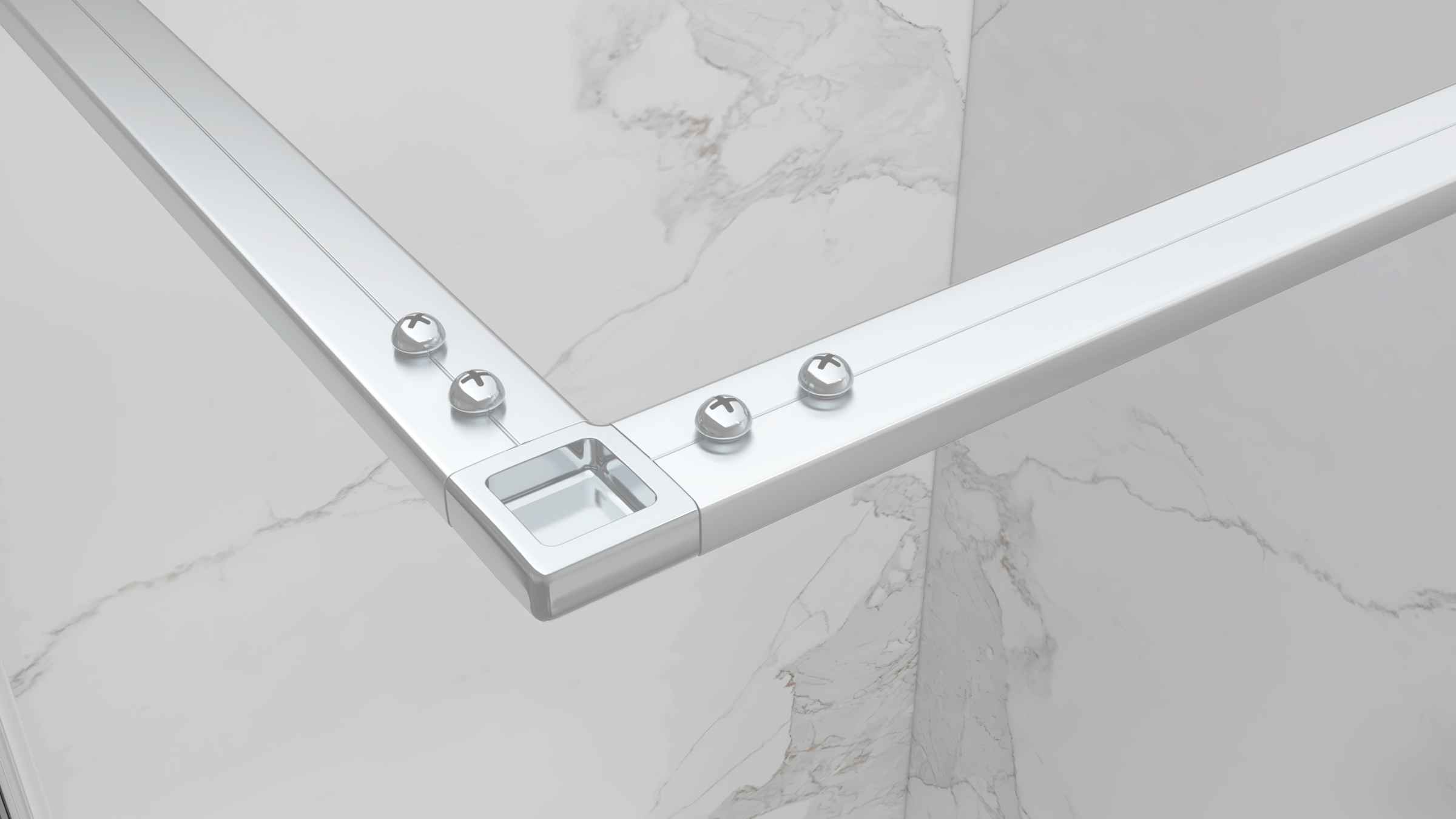 Eckeinstieg Jayla mit Drehtüren und weißen Profilen aus ESG Sicherheitsglas 190 cm-90x90 cm