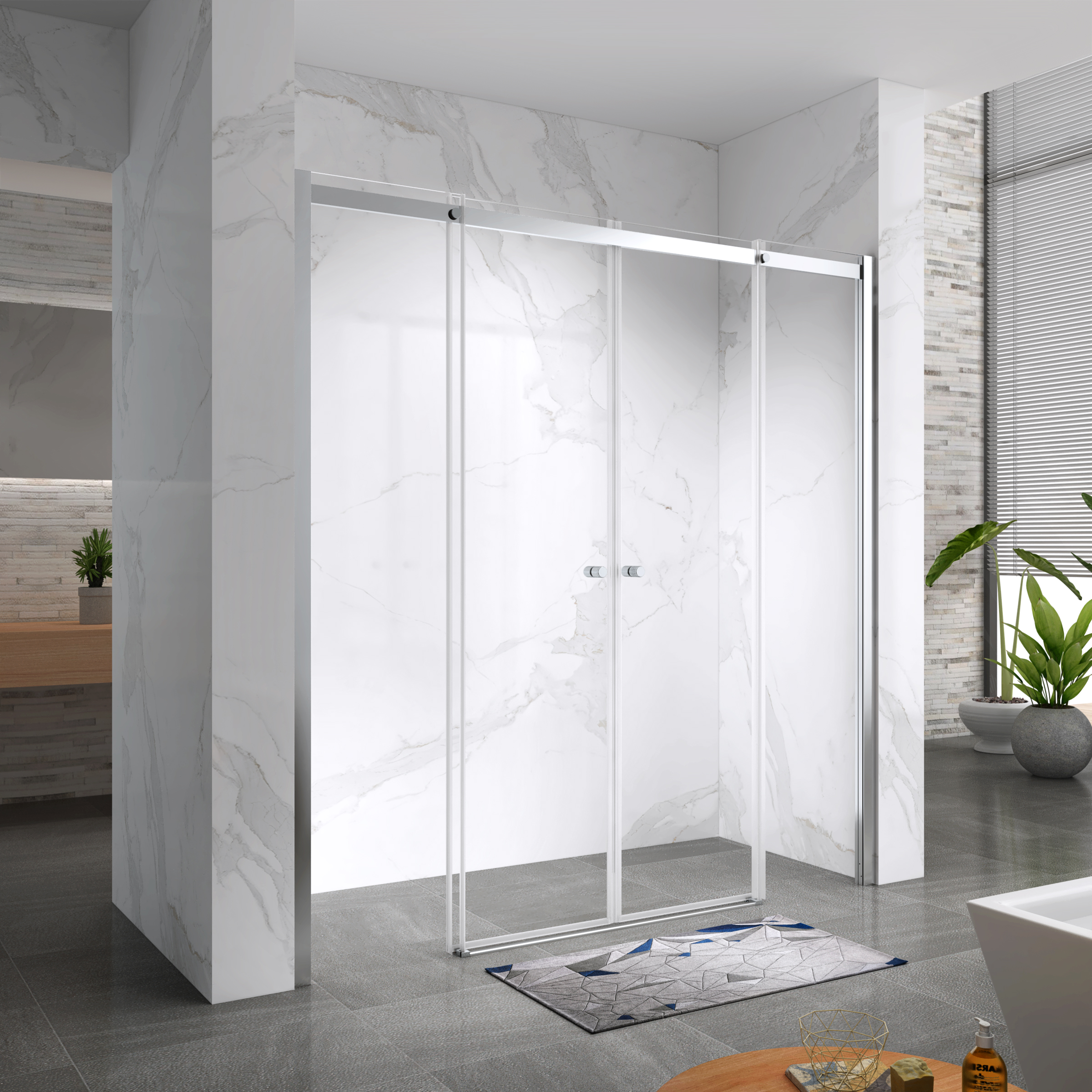 Duschtür Nischentür Kaylee DD mit Schiebetür aus 6mm ESG Klarglas 200x 195 cm-195 cm