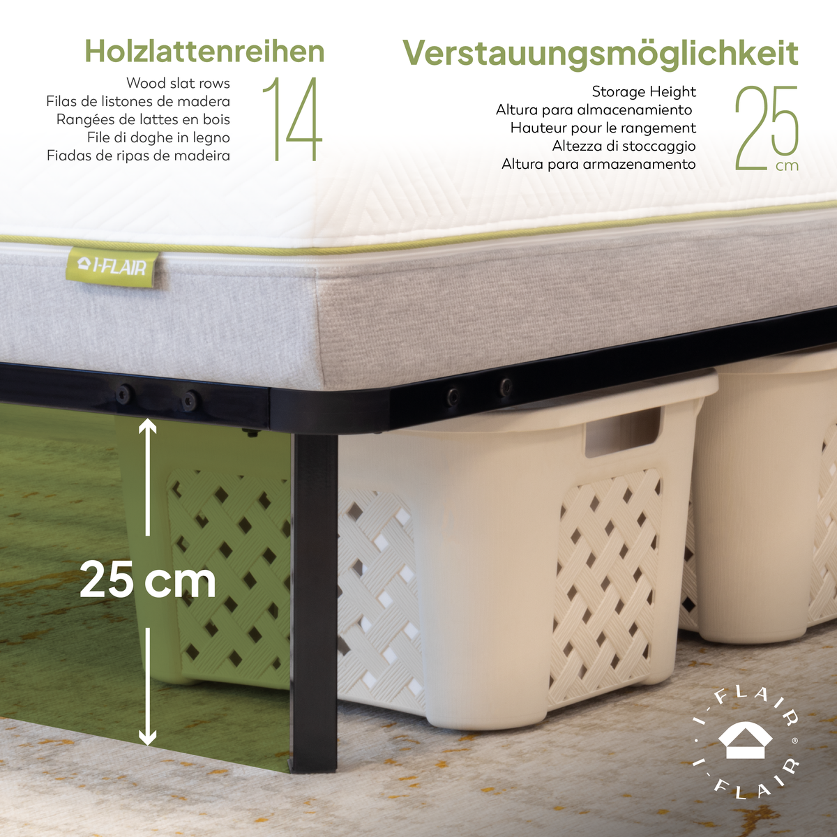 Gästebett Metallbett Namara Black mit Stauraum