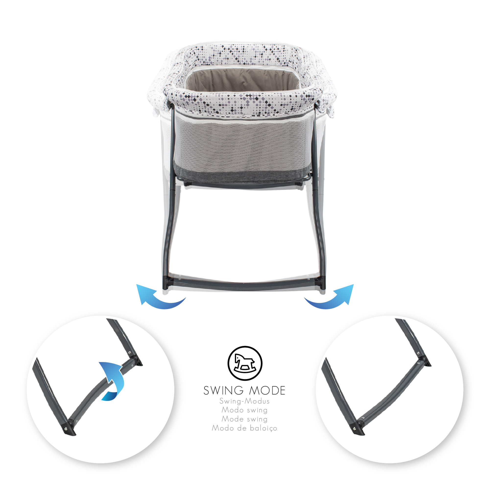 Reisebett BEBITO inkl. Moskitohaube und Tragetasche Dunkelgrau