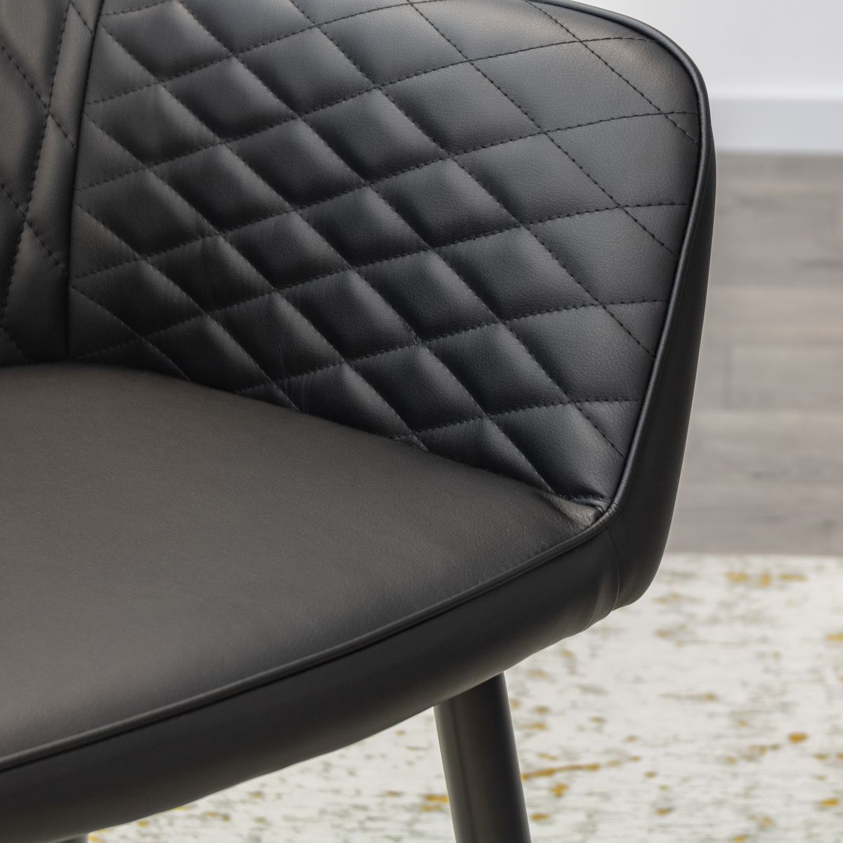 i-flair Esszimmerstuhl Wohnzimmerstuhl Watson Schwarz aus Textilleder 6er