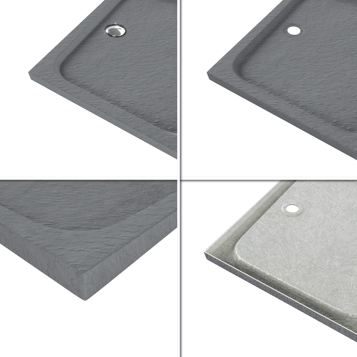 Duschwanne Shimmer STONE aus Sanitäracryl inkl. Ablaufgarnitur - Grau Duschwanne Shimmer STONE aus Sanitäracryl inkl. Ablaufgarnitur - Grau 95x95 cm