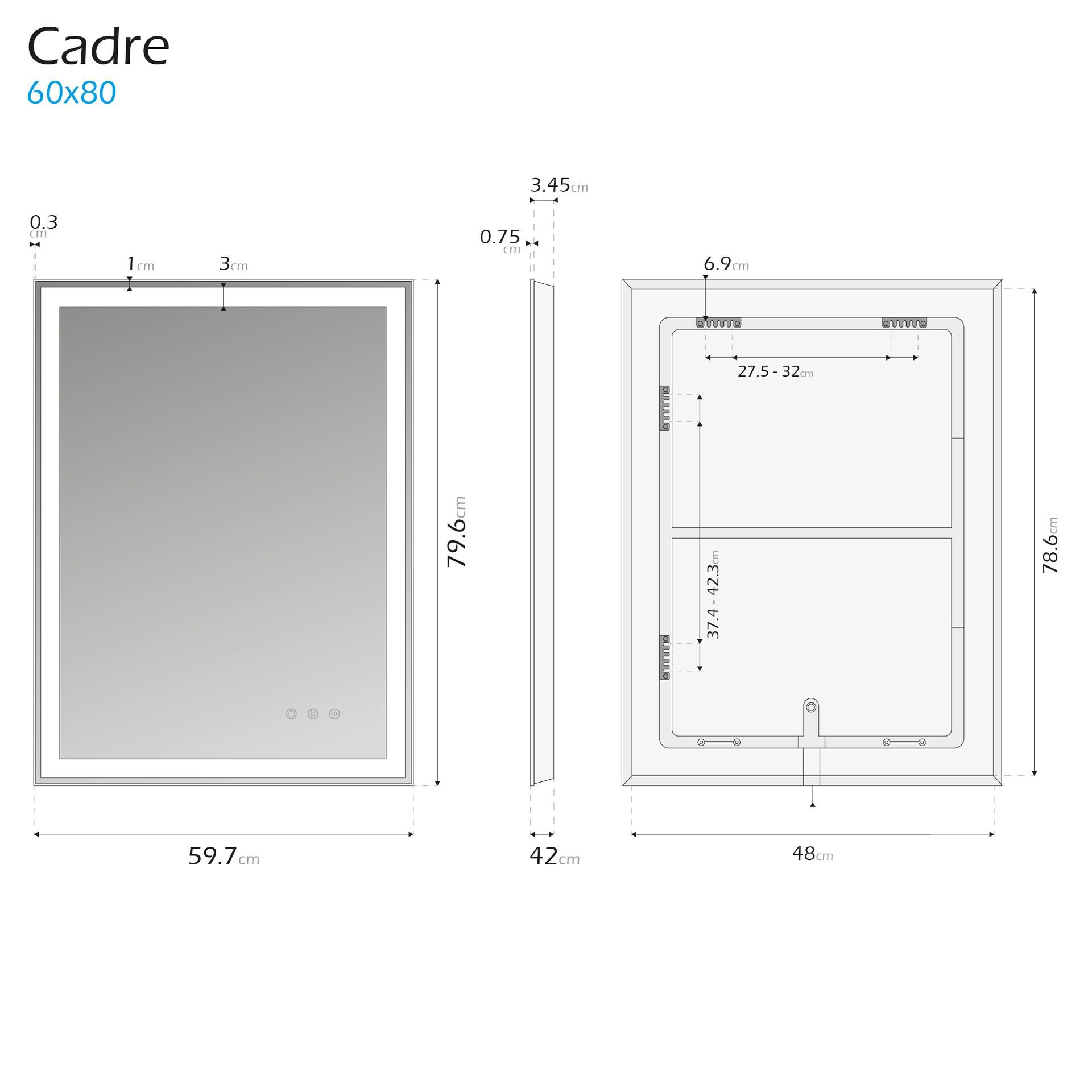 LED Badezimmer Spiegel Cadre mit dimmbarer Beleuchtung, Antibeschlag-Funktion und Farbwechsel