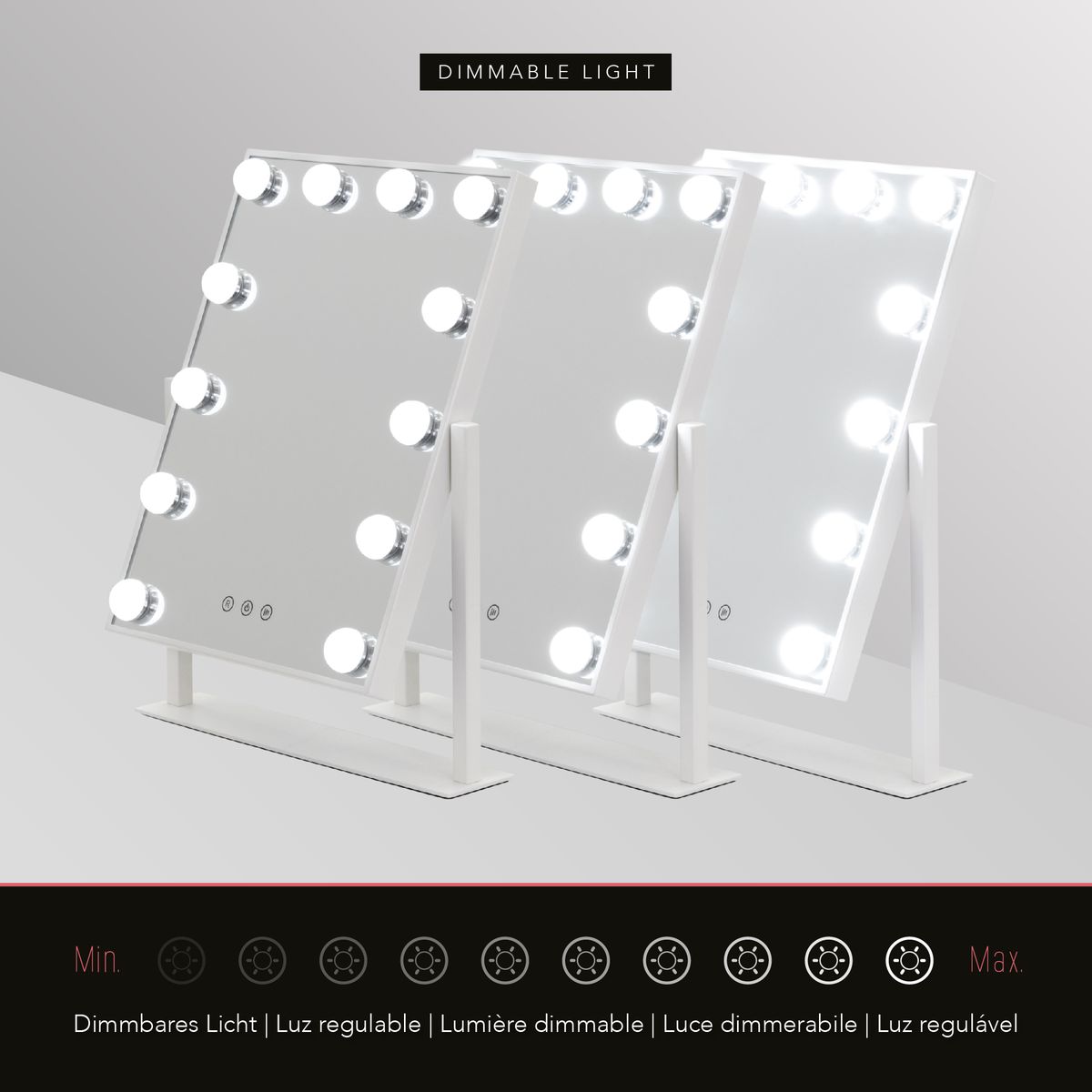 Schminkspiegel Bulb LITTLE mit 12 dimmbaren LED-Lampen Weiß