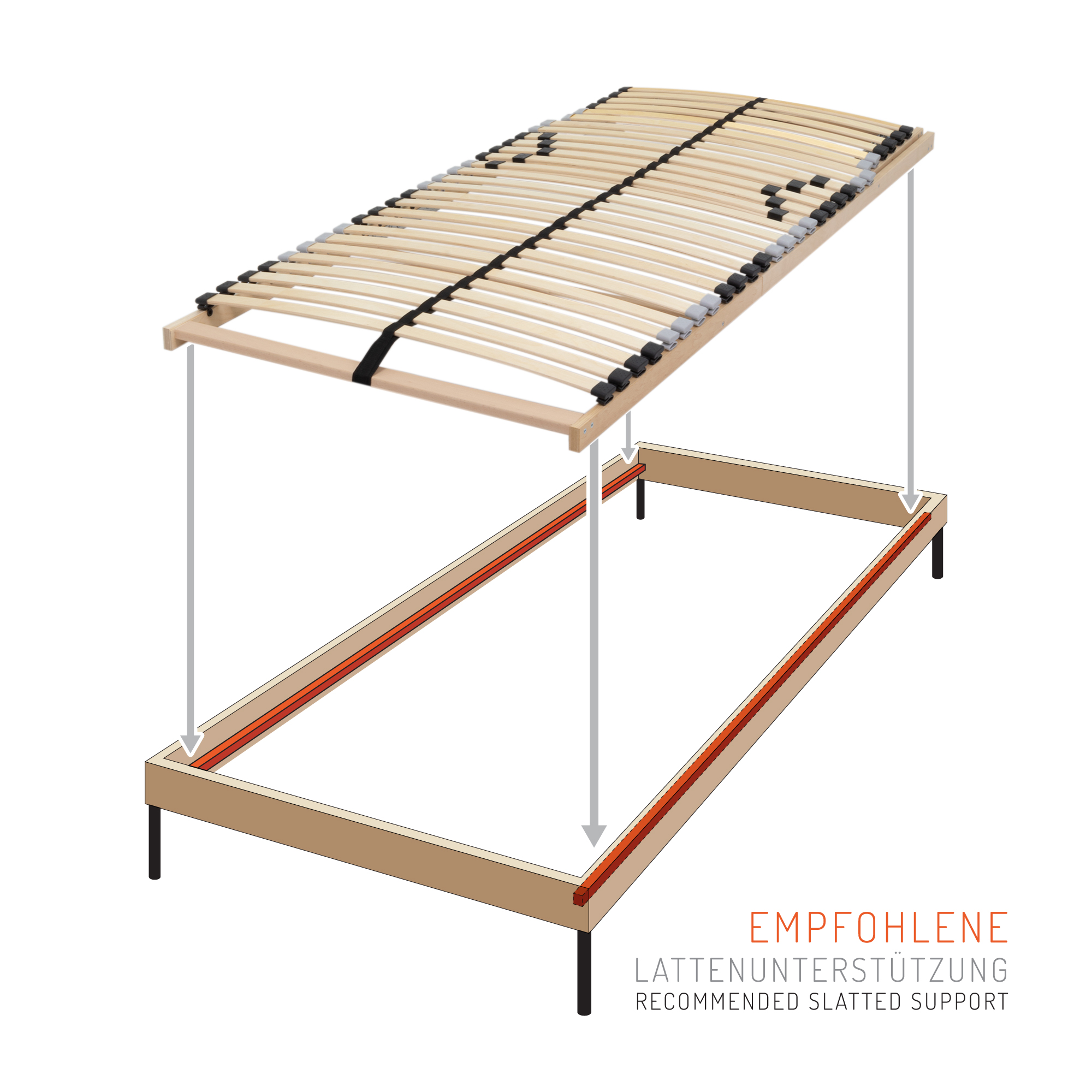 Lattenrost Luna 7 Zonen mit verstellbarem Kopfteil und Härte 90x200 cm