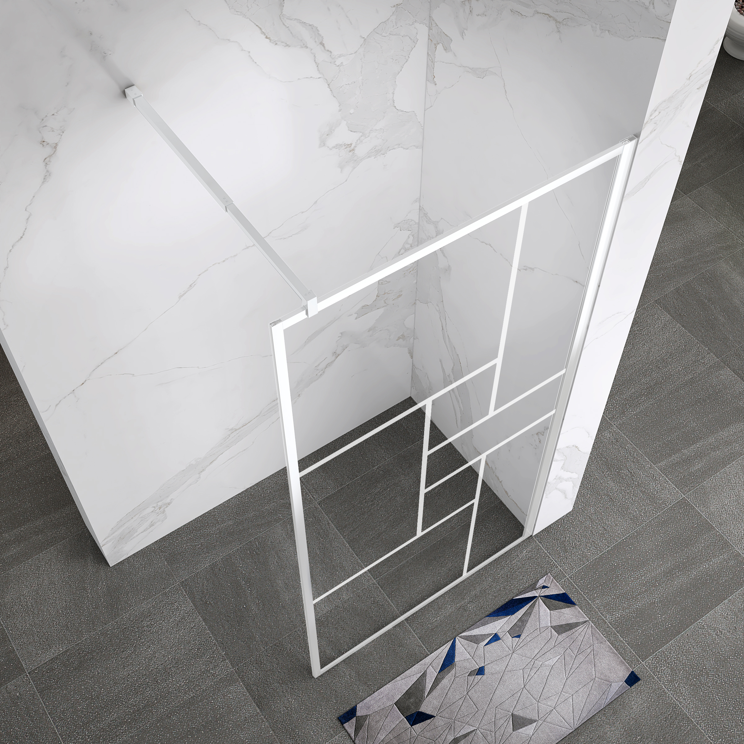 Walk In Dusche Gianna-R WHITE aus 8 mm starkem durchsichtigem ESG Sicherheitsglas