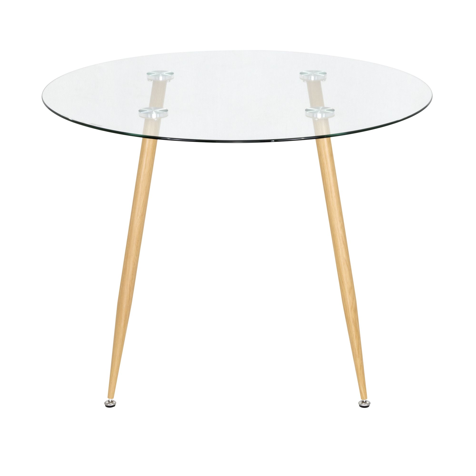 Esszimmer-Tisch CORIN | Tischplatte: Transparentes Glas | Beine: Holz Esszimmer-Tisch CORIN | Tischplatte: Transparentes Glas | Beine: Holz 80 cm