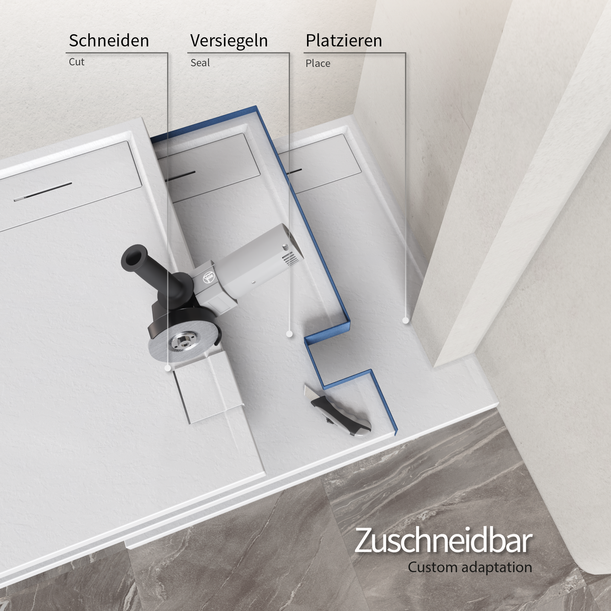 SMC Duschwanne Hiemal in Schieferoptik inkl. Ablaufgarnitur Weiß SMC Duschwanne Hiemal in Schieferoptik inkl. Ablaufgarnitur Weiß 90x100 cm