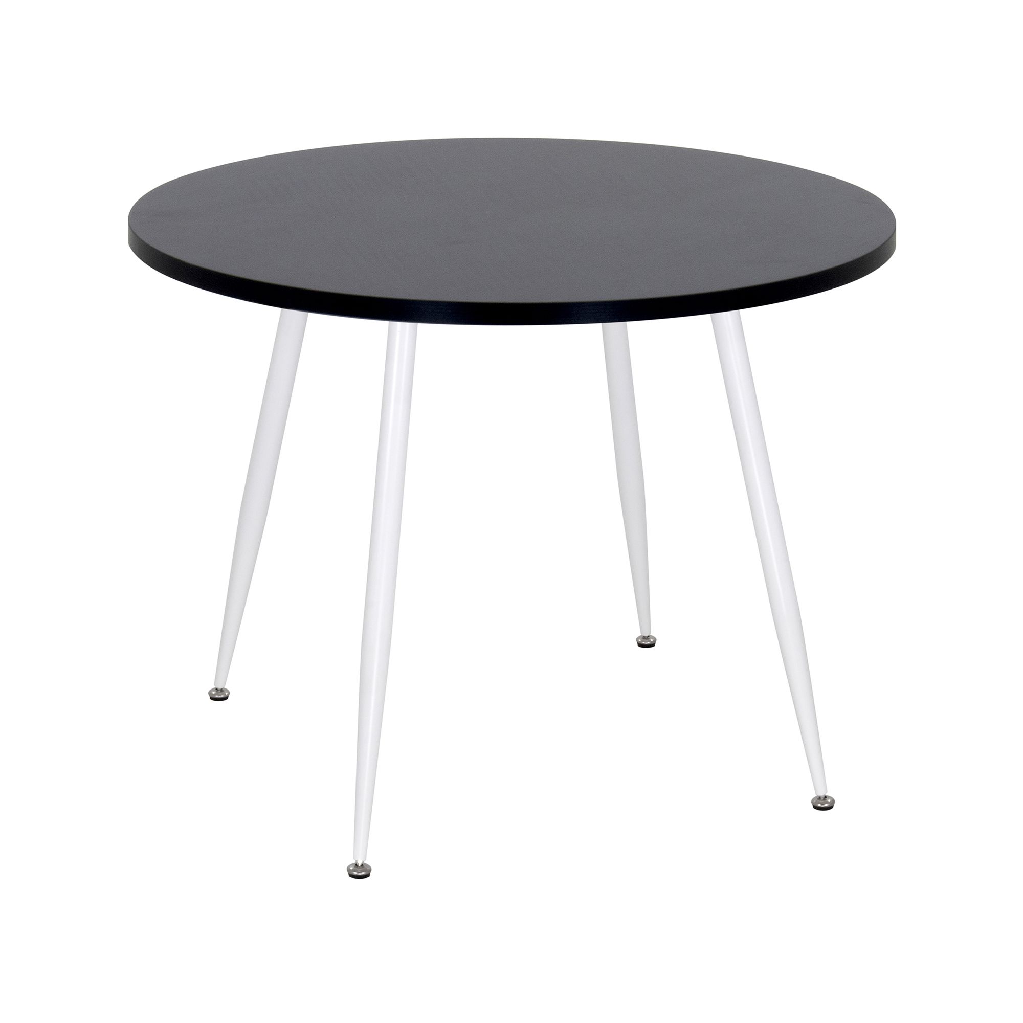 Esszimmer-Tisch CORIN | Tischplatte: Holz in Schwarz | Beine: Weiß 90 cm